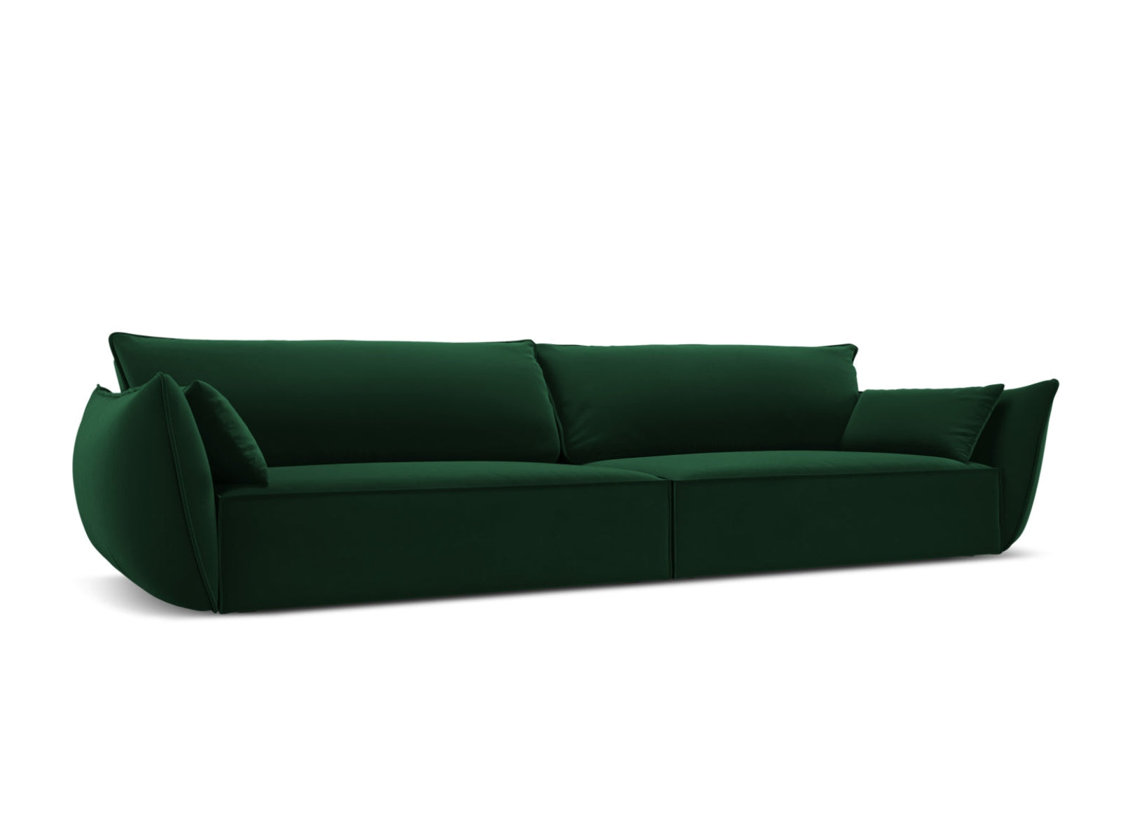Sofa aksamitna 4-osobowa KAELLE butelkowa zieleń – ujęcie boczne
