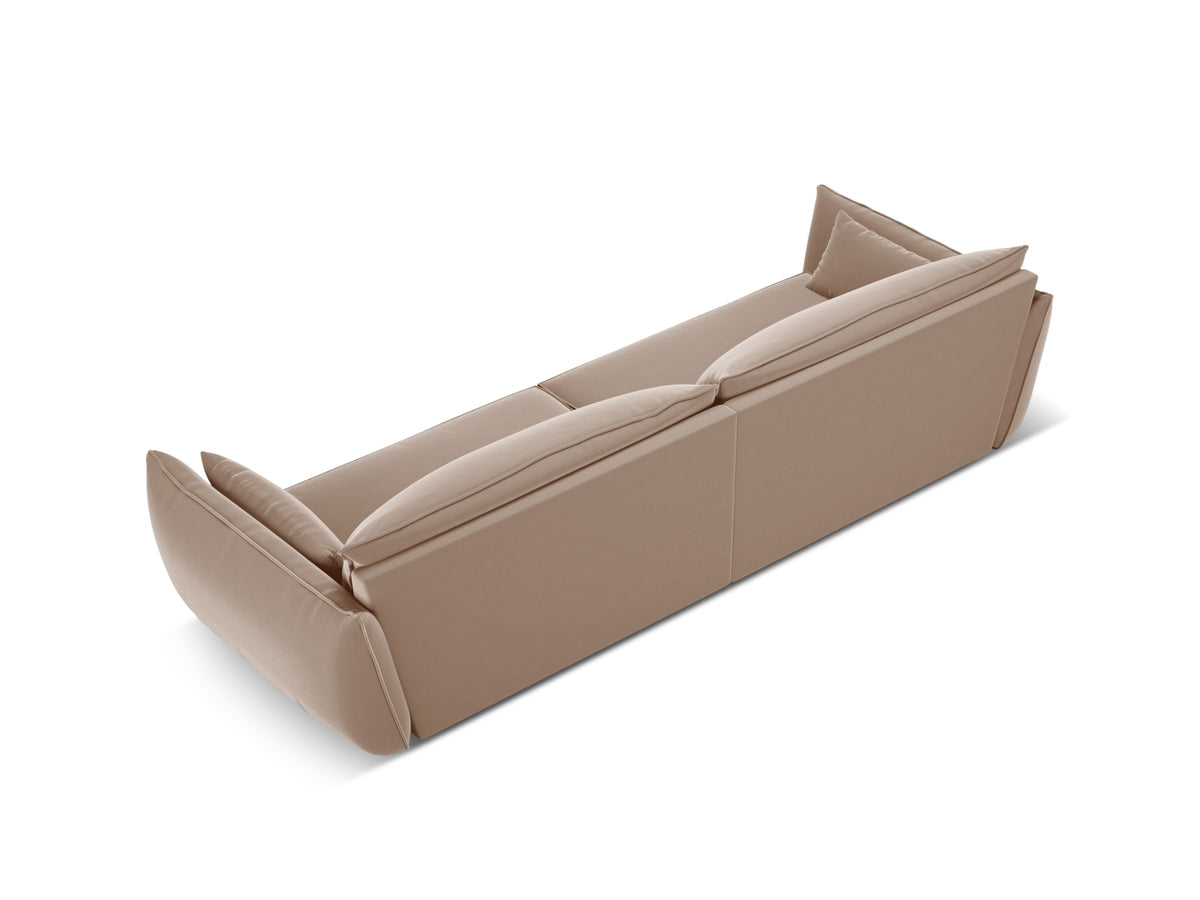 Sofa aksamitna 4-osobowa KAELLE beżowy – ujęcie tylne