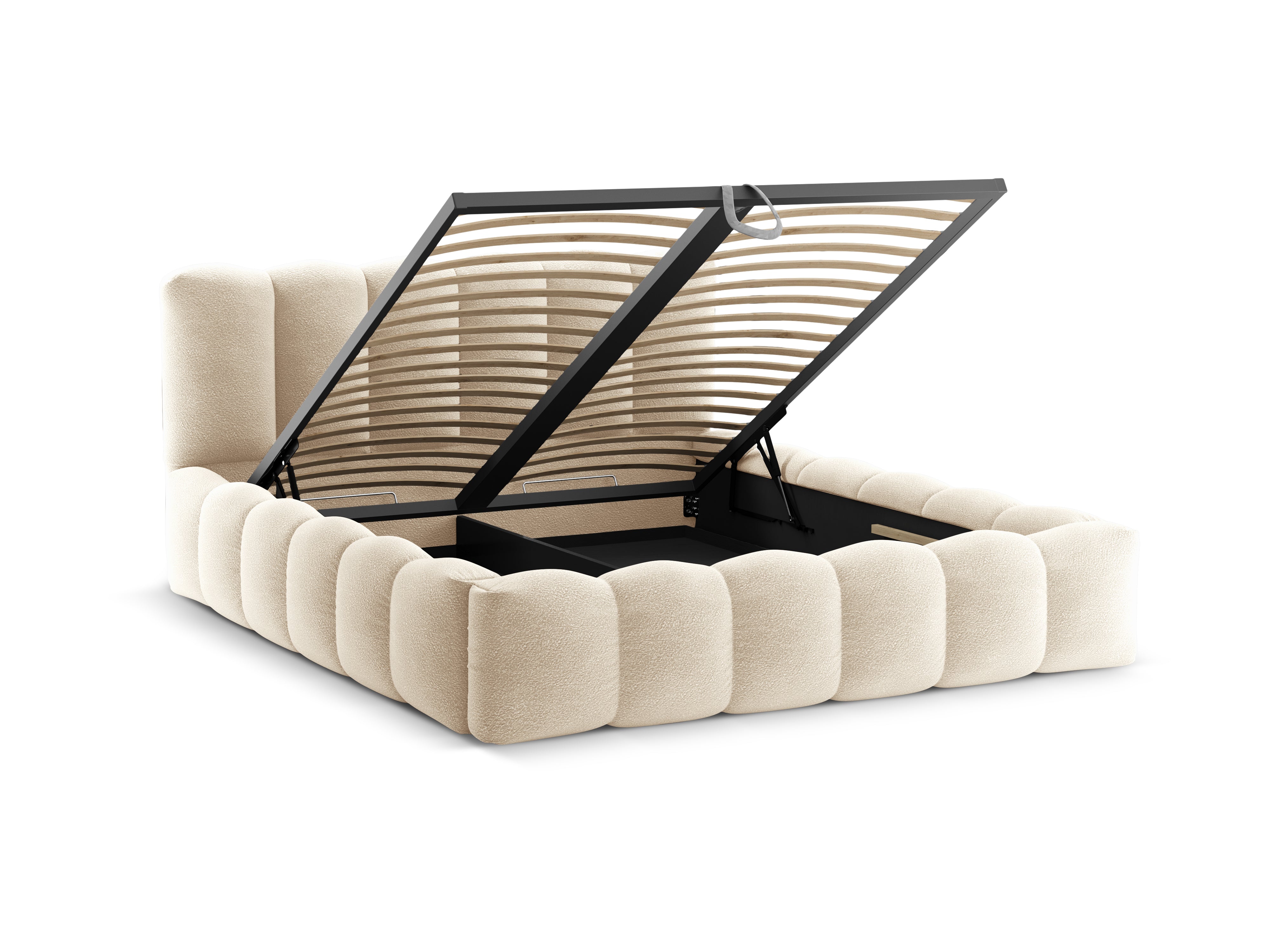 Bed with storage LUPINE beige boucle