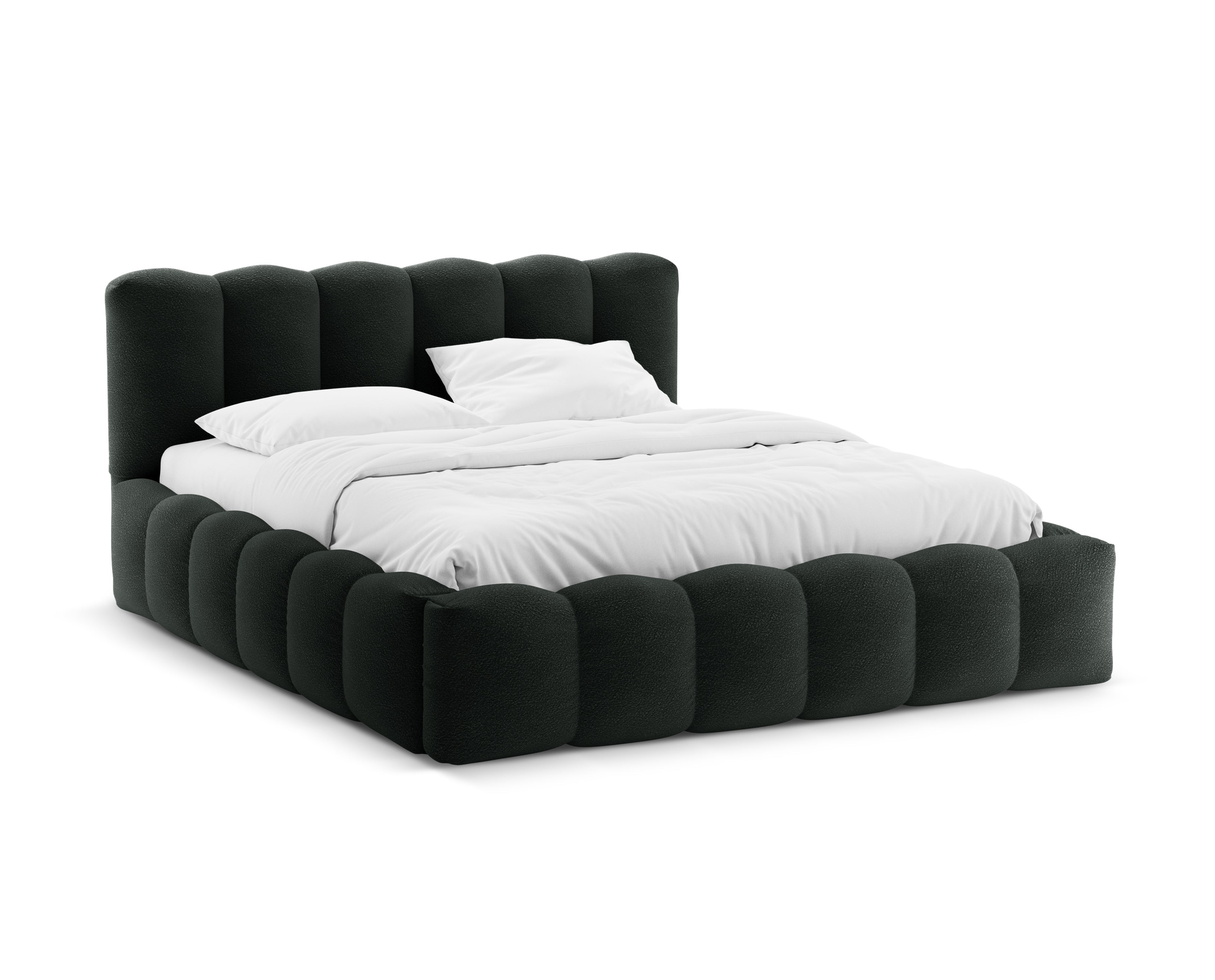 Bed with storage LUPINE black boucle