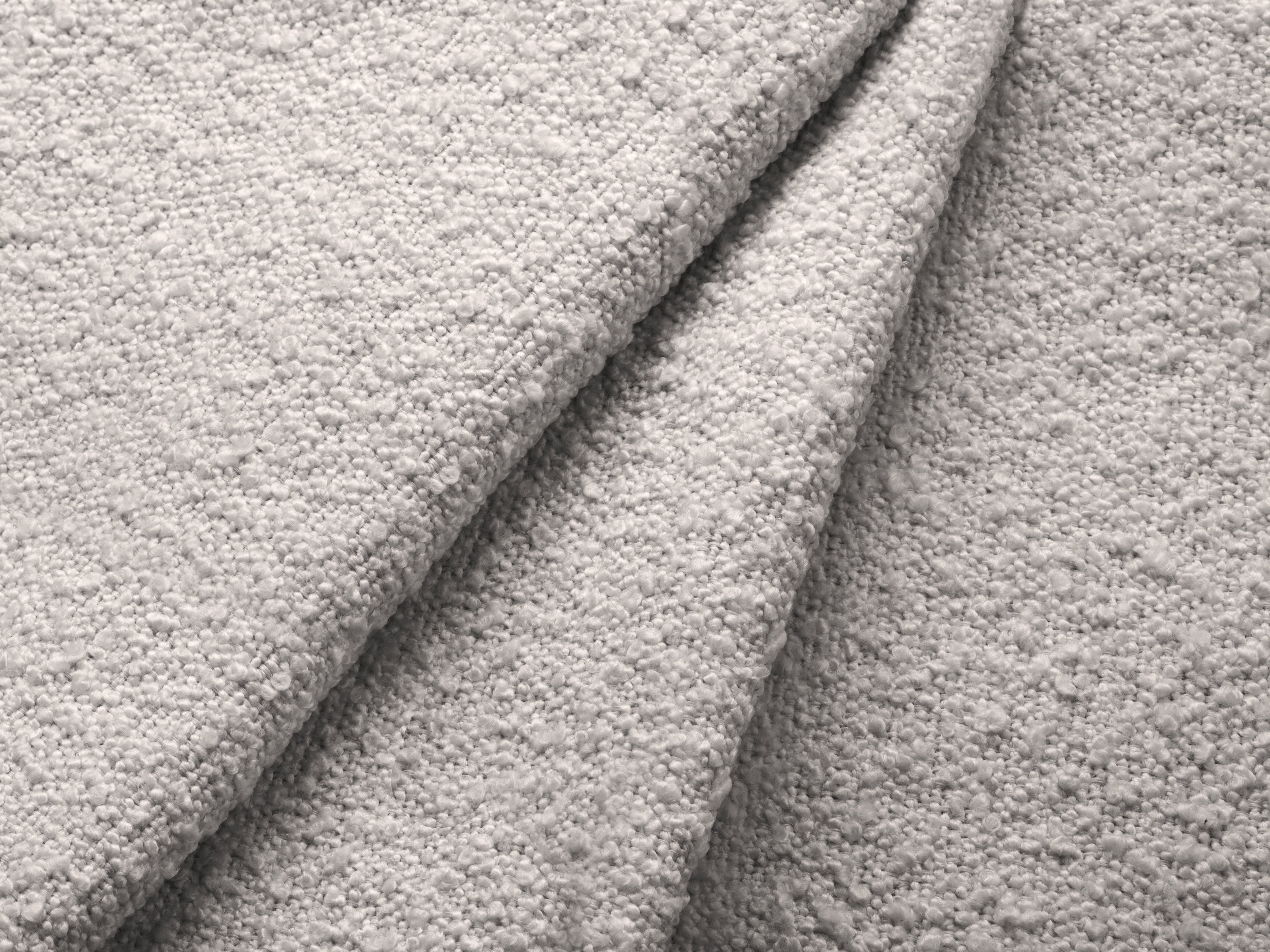 LUPINE Bed with Storage for Bedding in Light Gray Boucle
