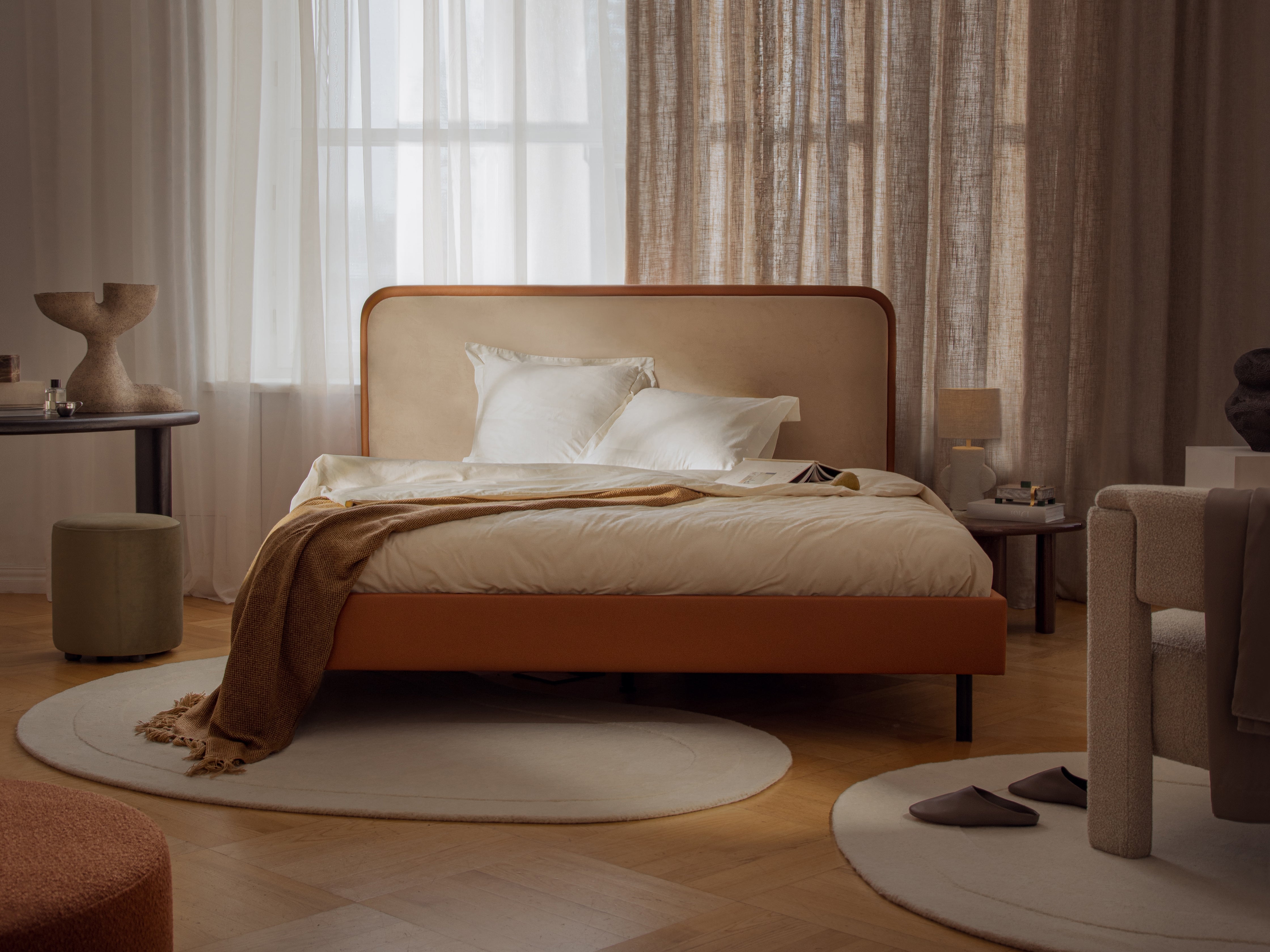 AVELINE Velvet Bed Orange