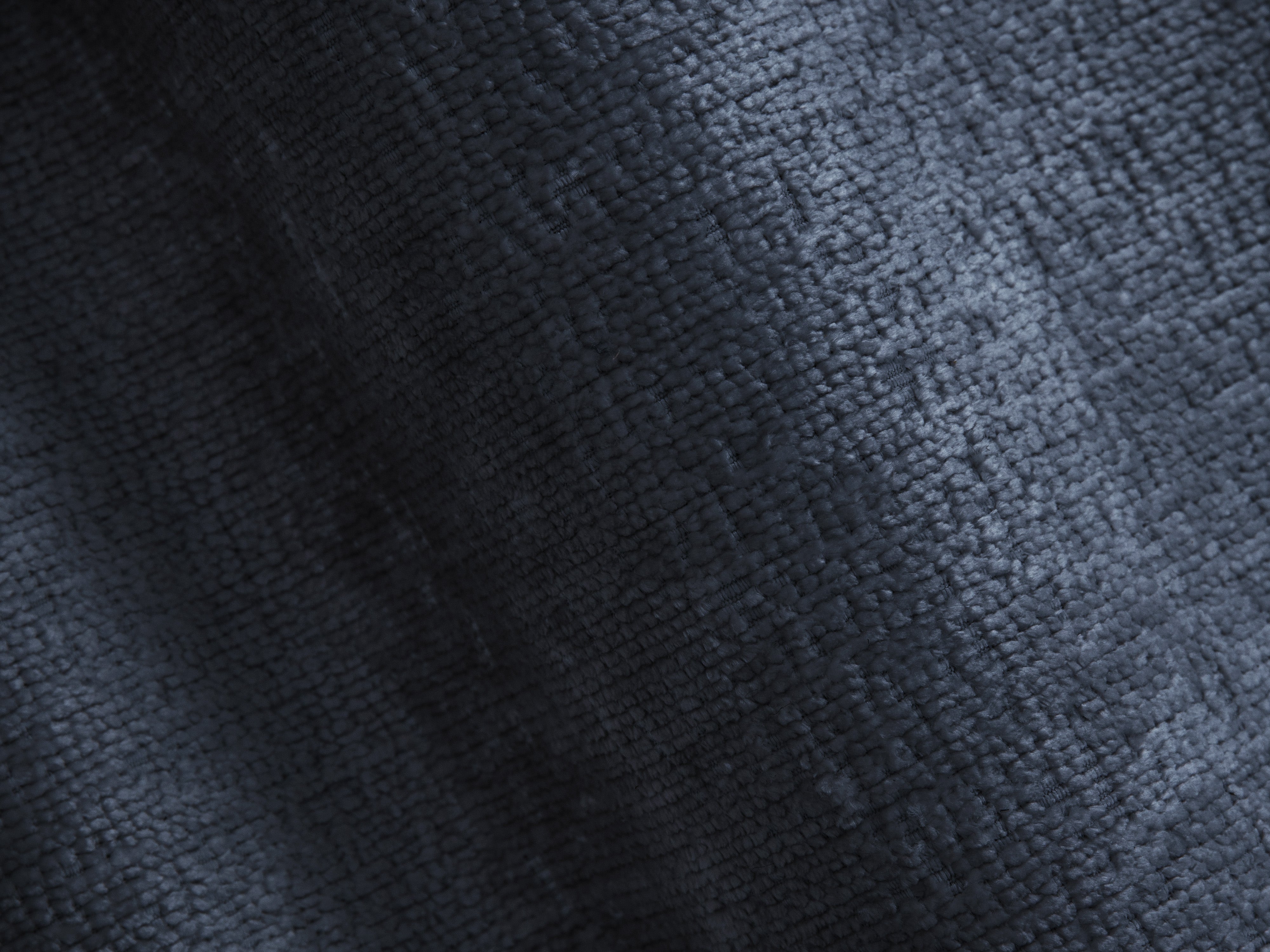 LUPINE bed with storage for bedding in dark blue chenille