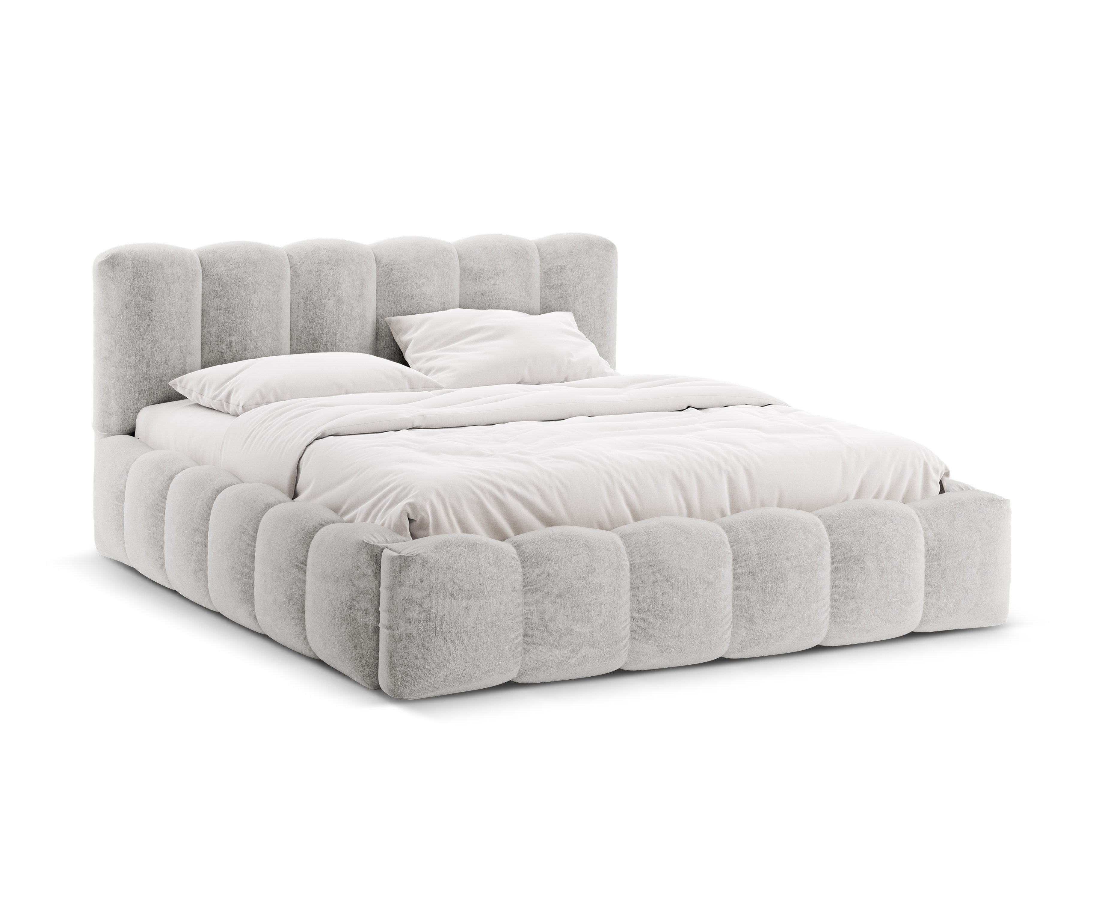 LUPINE Bed with Storage Light Gray Chenille