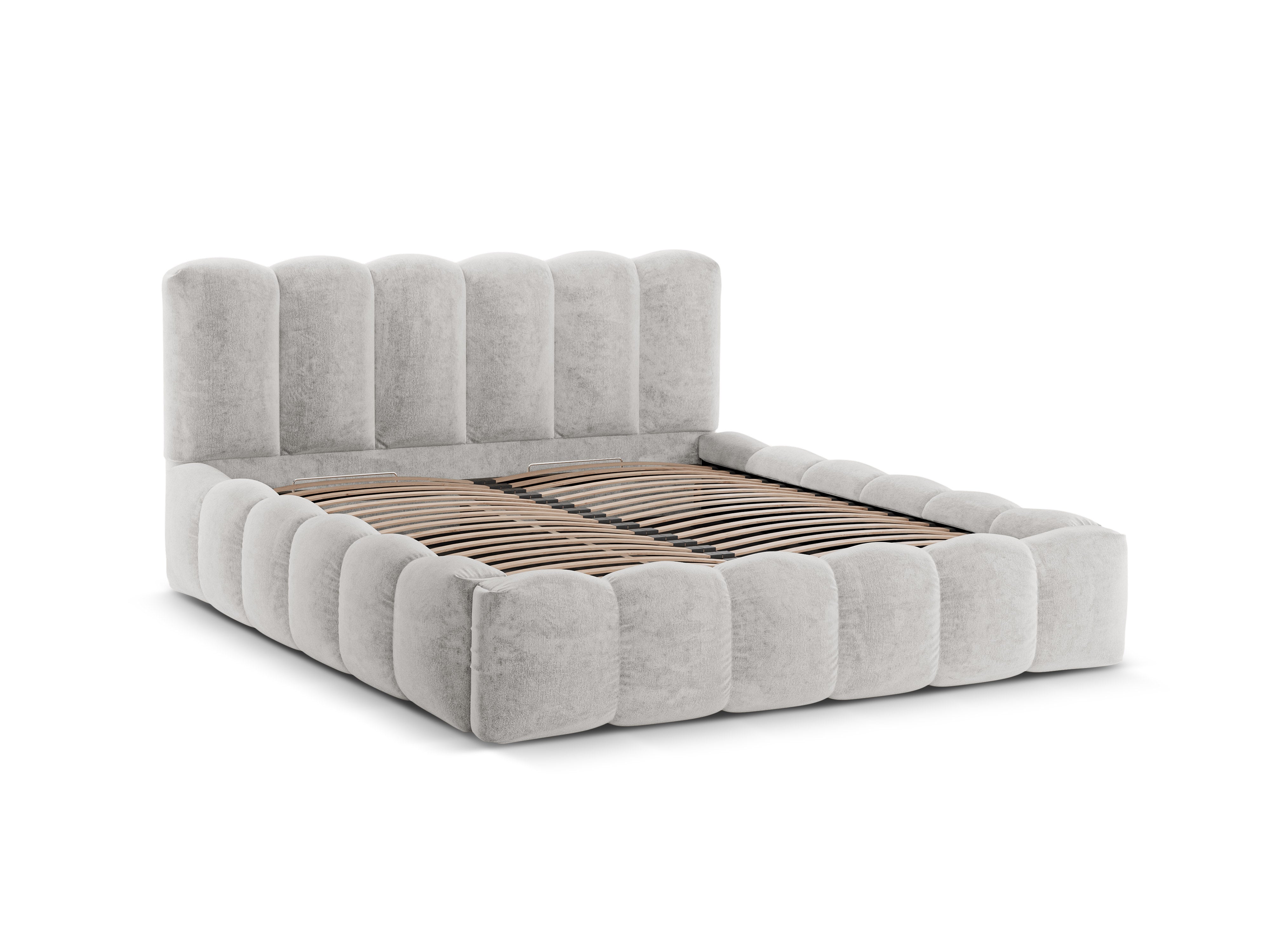 LUPINE Bed with Storage Light Gray Chenille