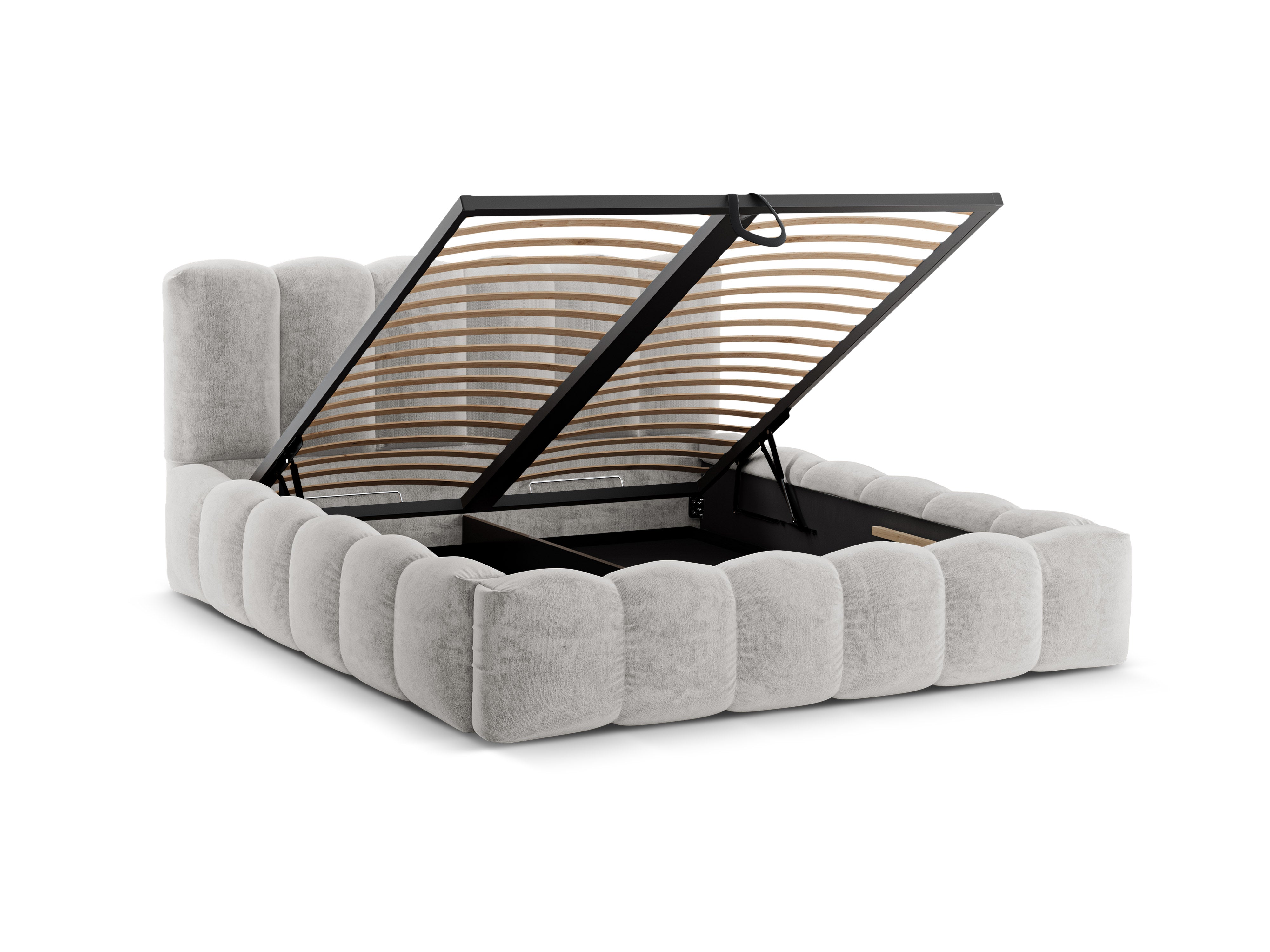 LUPINE Bed with Storage Light Gray Chenille