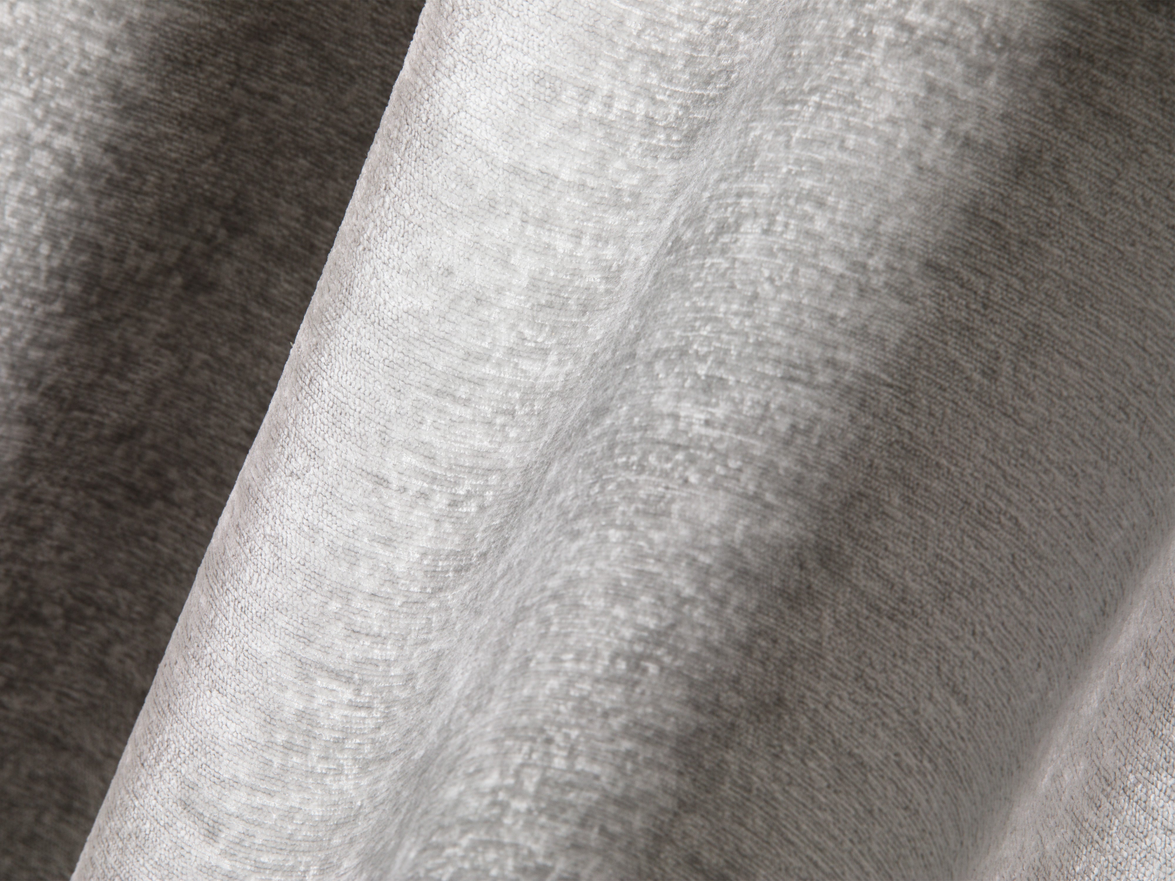 LUPINE bed with storage for bedding in silver iridescent chenille