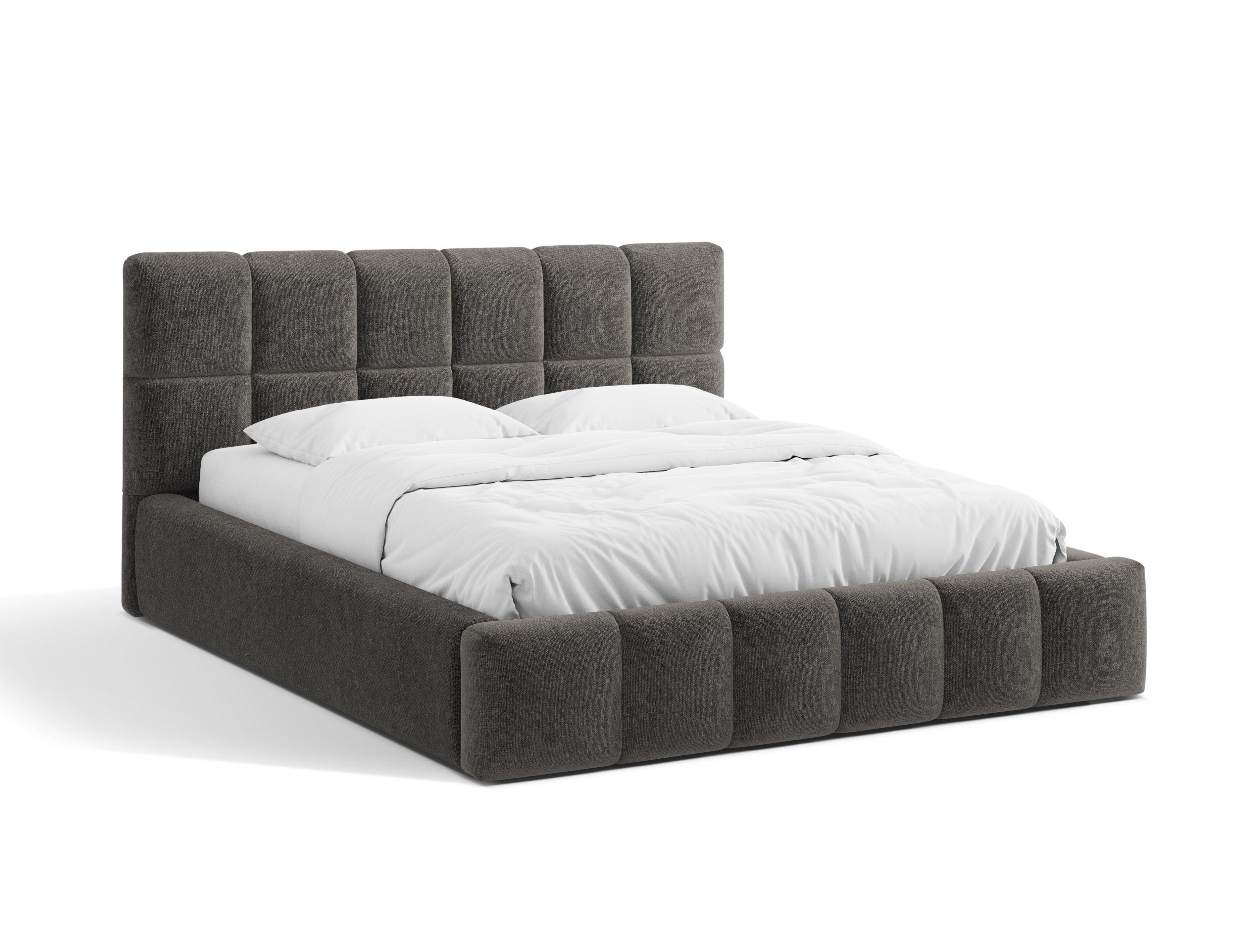 BELLIS Bed with Storage for Bedding in Dark Gray Chenille