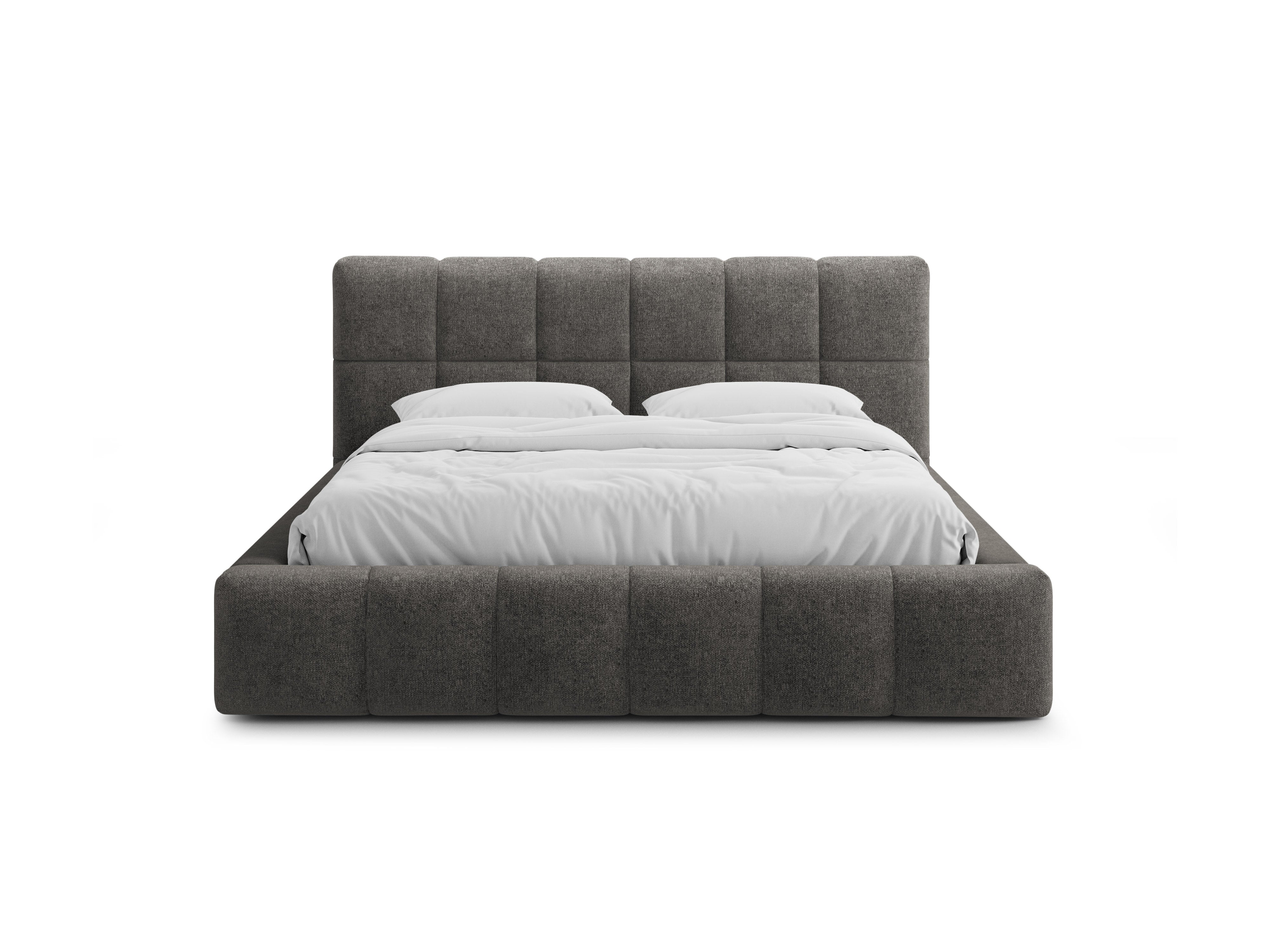 BELLIS Bed with Storage for Bedding in Dark Gray Chenille