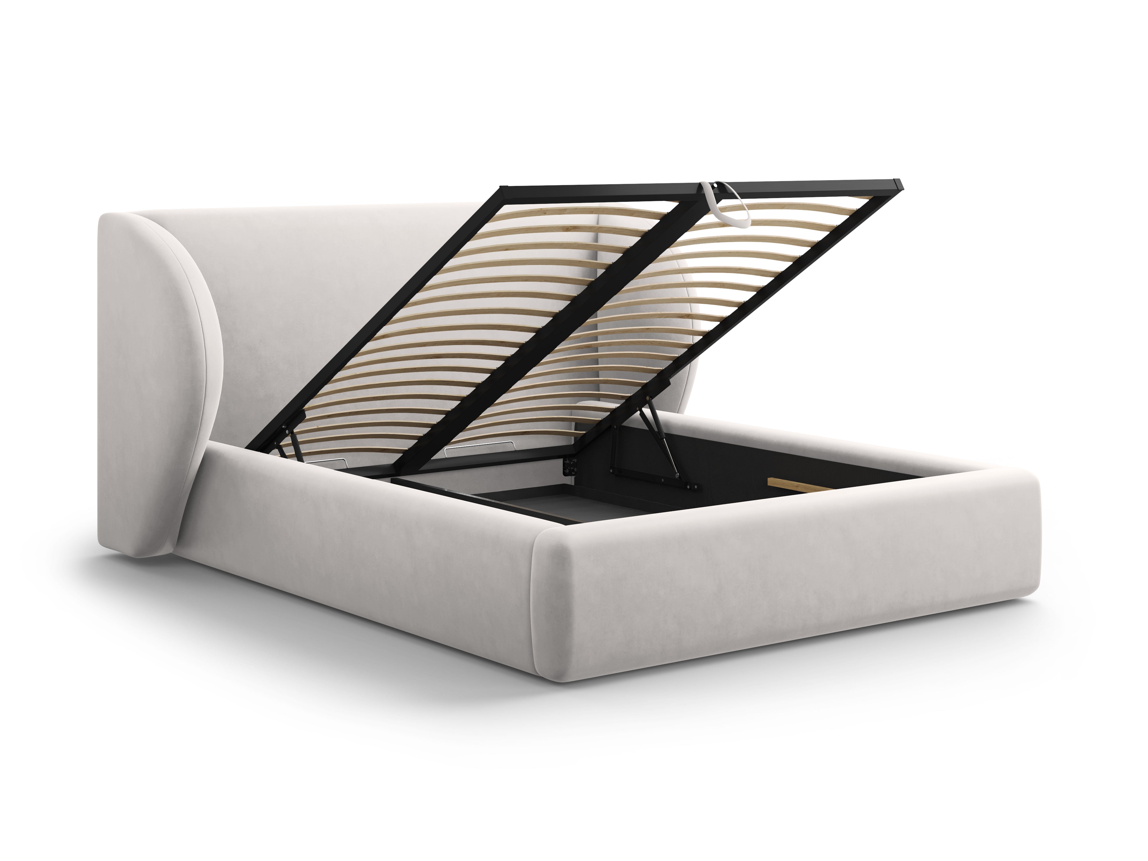 Łóżko aksamitne z pojemnikiem na pościel MILEY srebrny Micadoni    Eye on Design