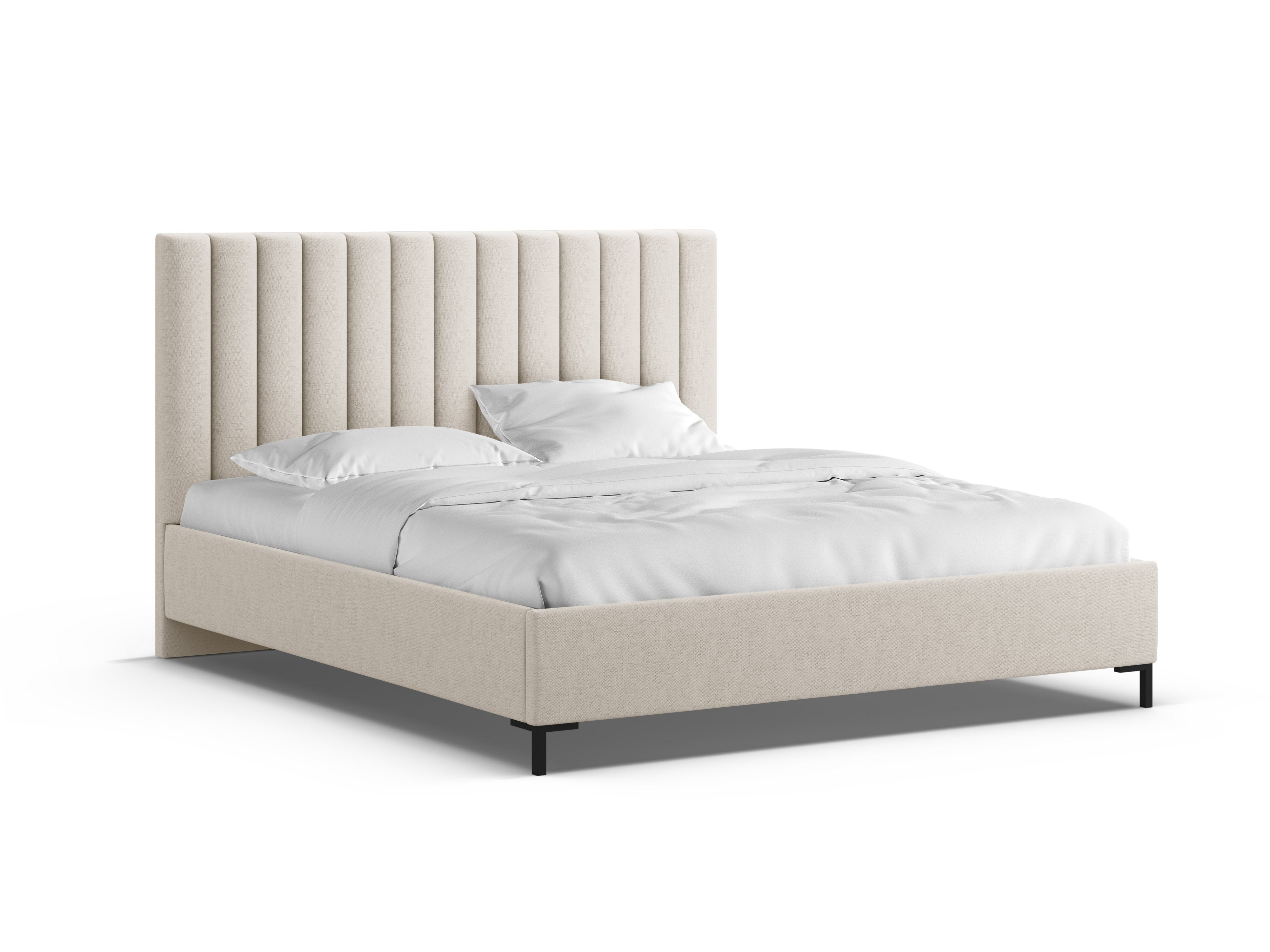ALLISON light beige bed with storage for bedding