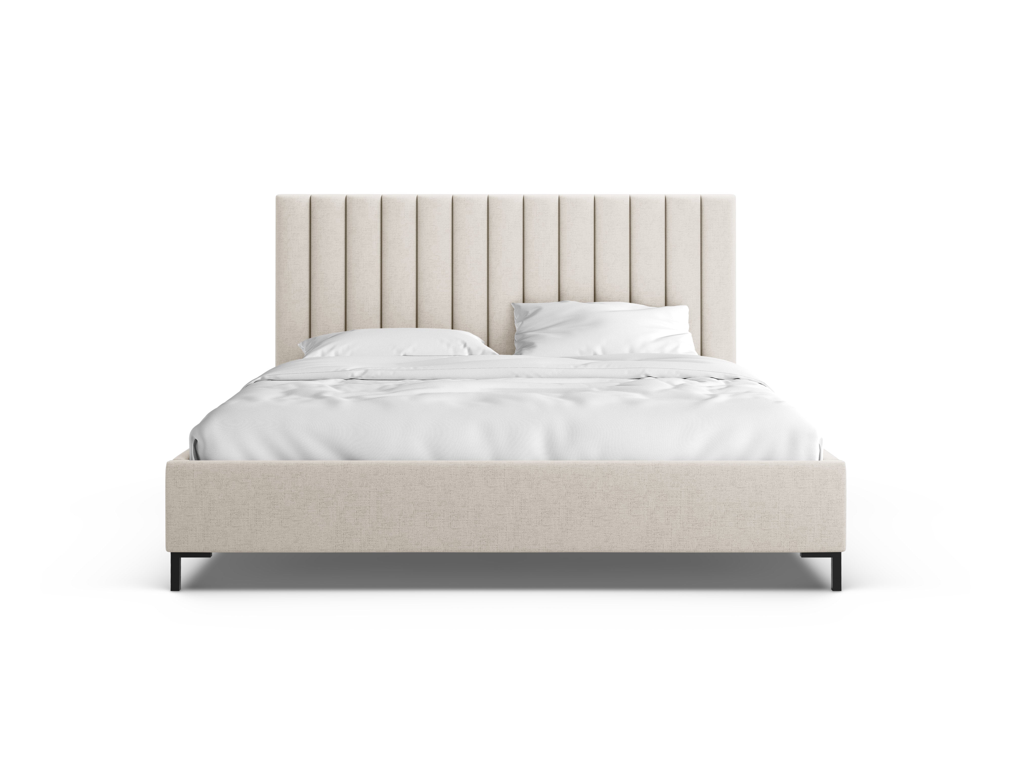 ALLISON light beige bed with storage for bedding
