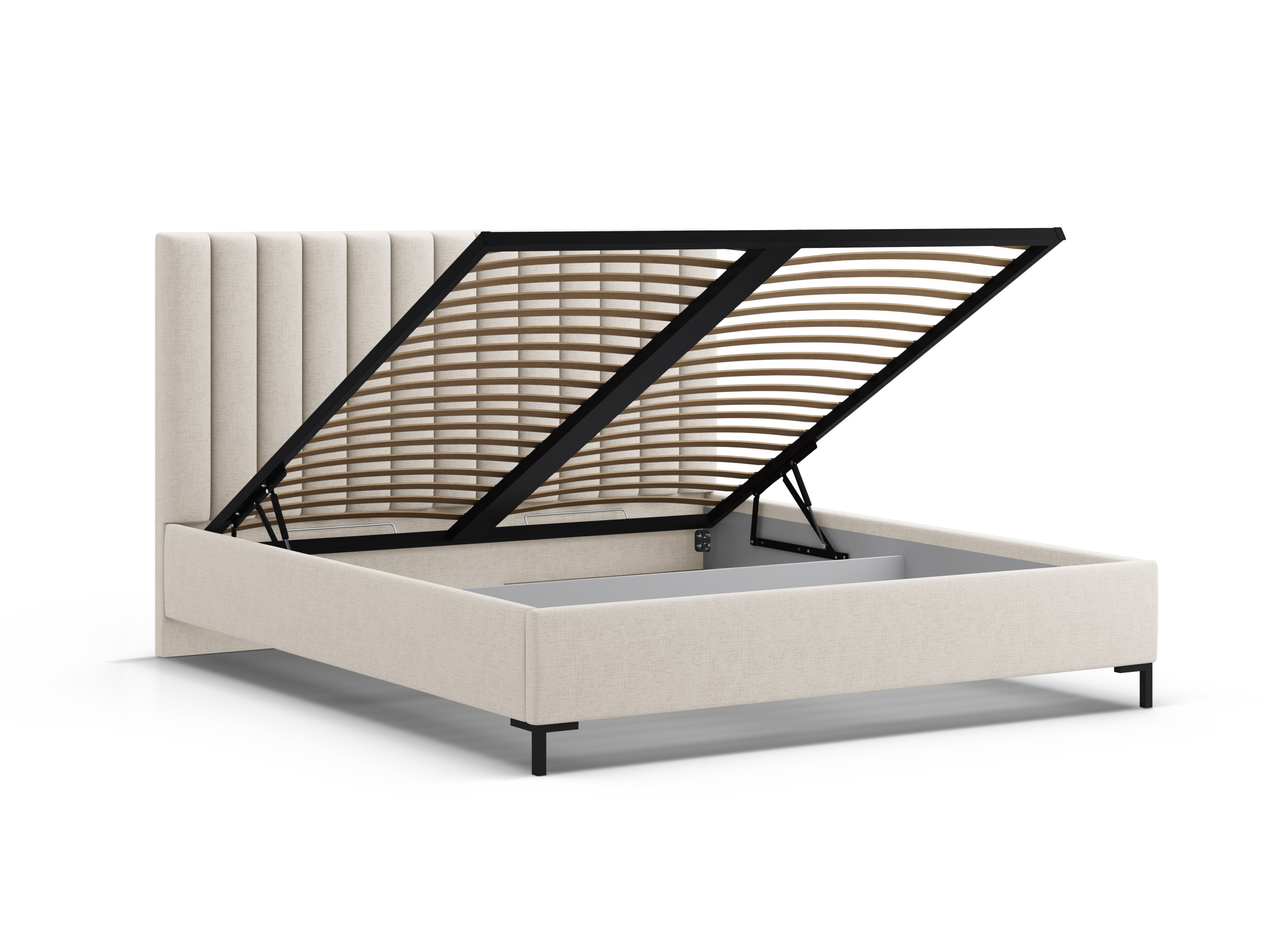 ALLISON light beige bed with storage for bedding