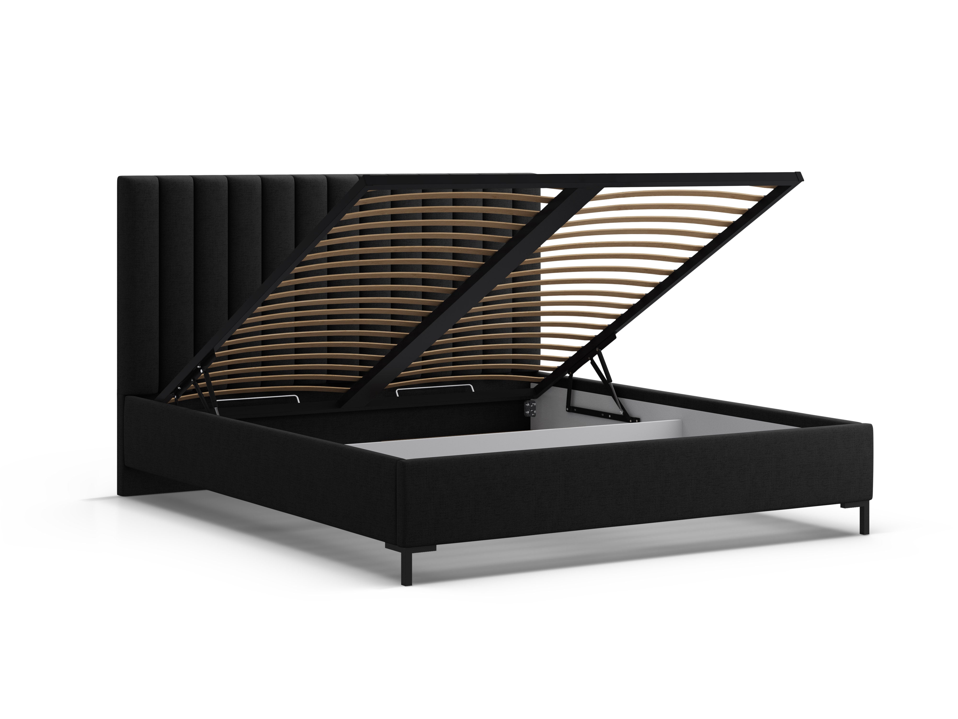 ALLISON black bed with storage for bedding