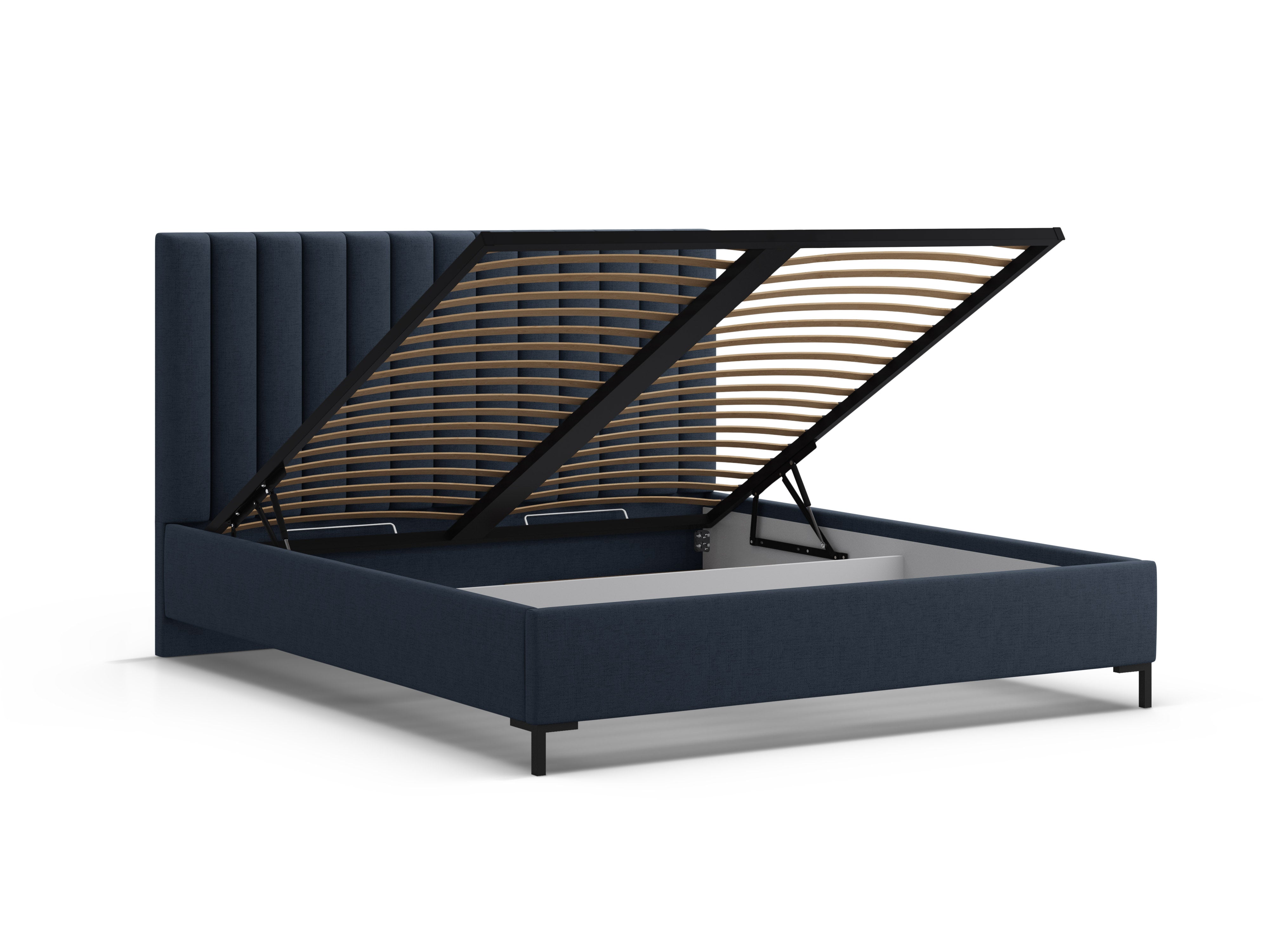 ALLISON bed with storage for bedding in royal blue