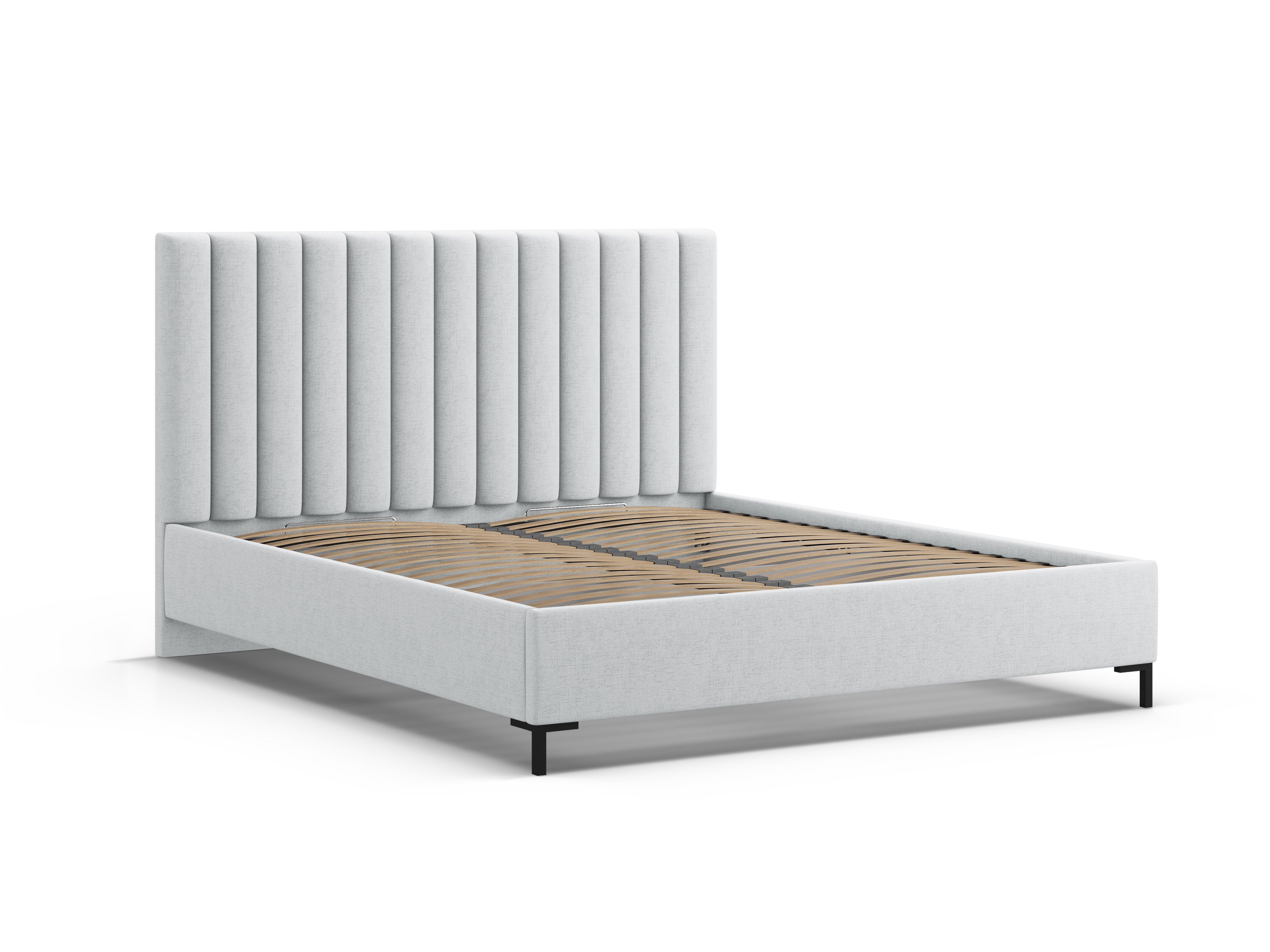 ALLISON light gray bed with storage for bedding
