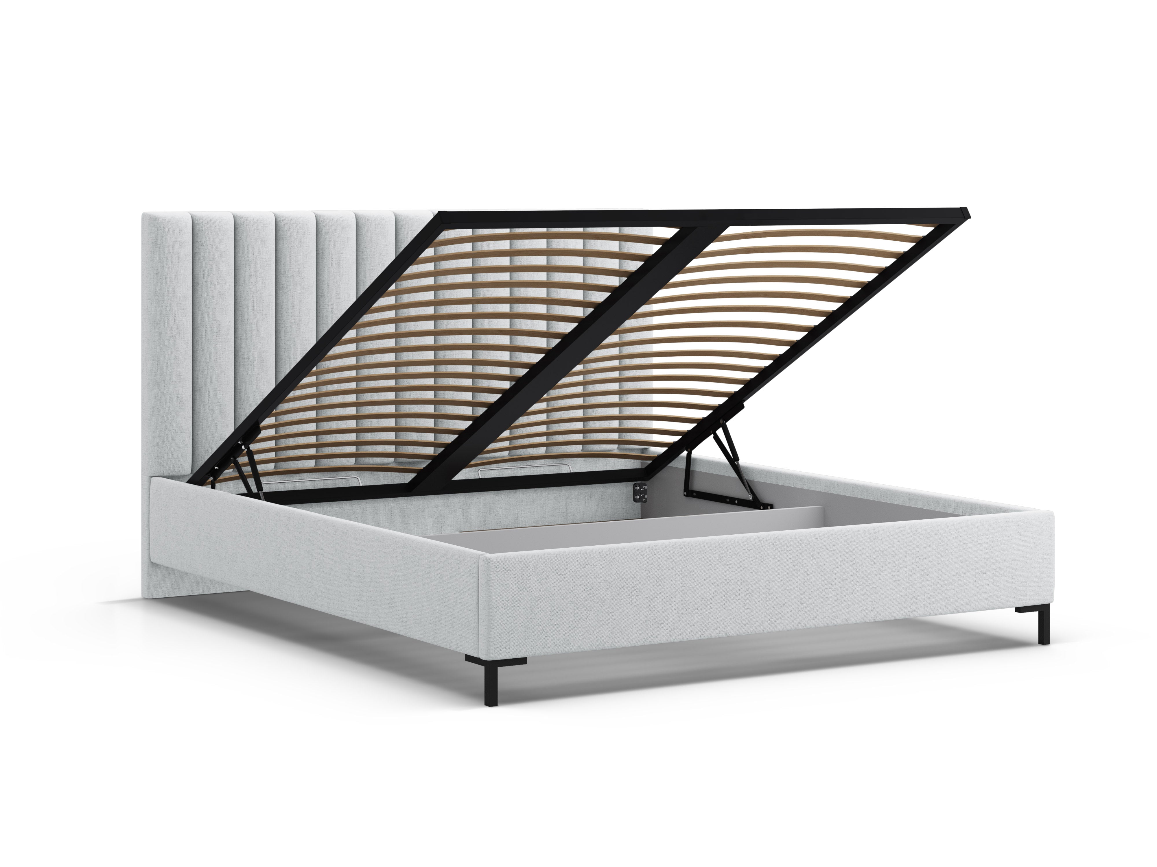 ALLISON light gray bed with storage for bedding