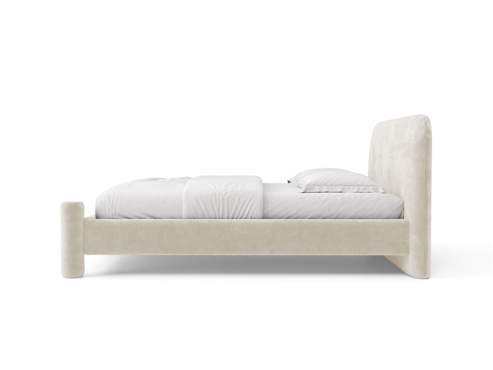 VERA bed in light beige chenille