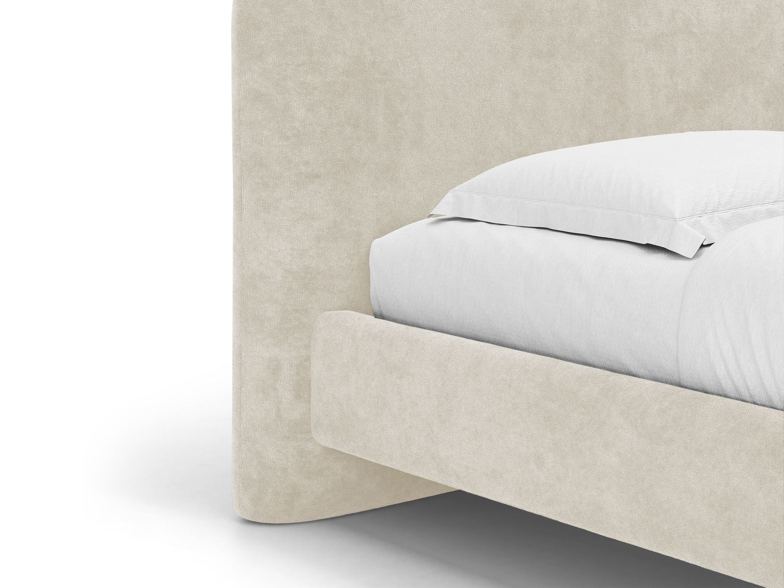 VERA bed in light beige chenille