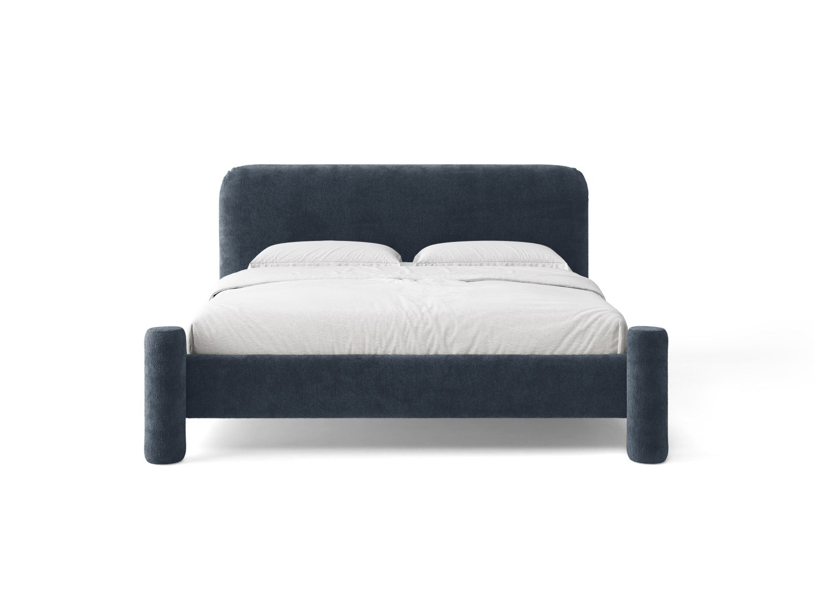 VERA bed in dark blue chenille