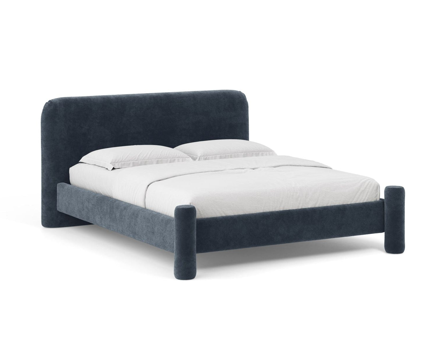 VERA bed in dark blue chenille