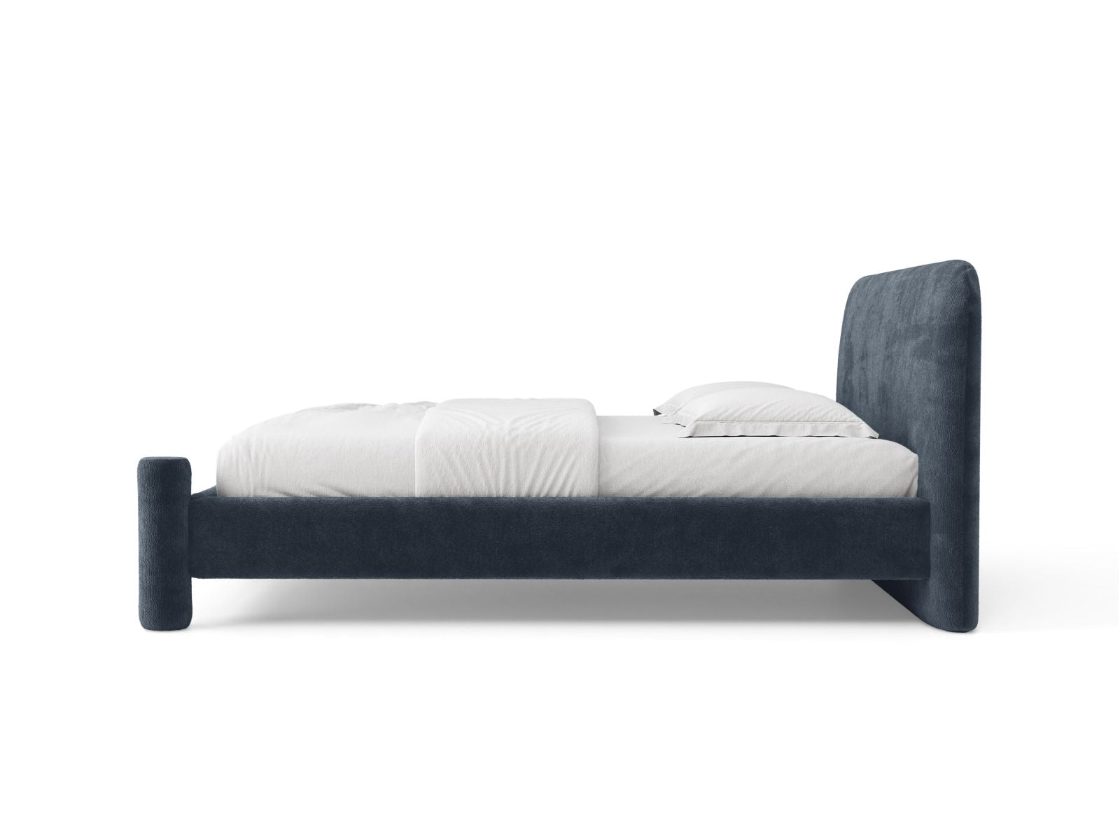 VERA bed in dark blue chenille