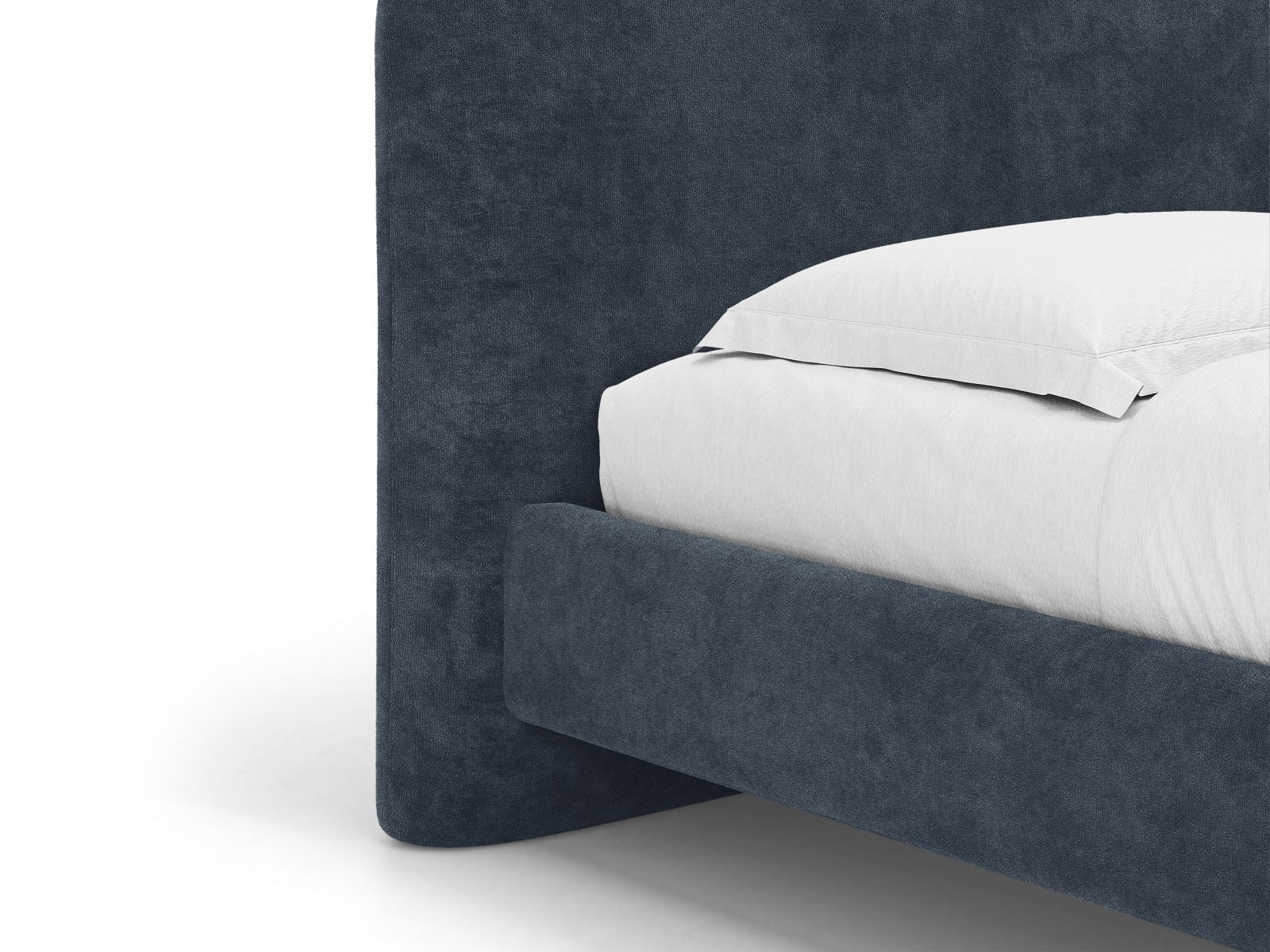 VERA bed in dark blue chenille