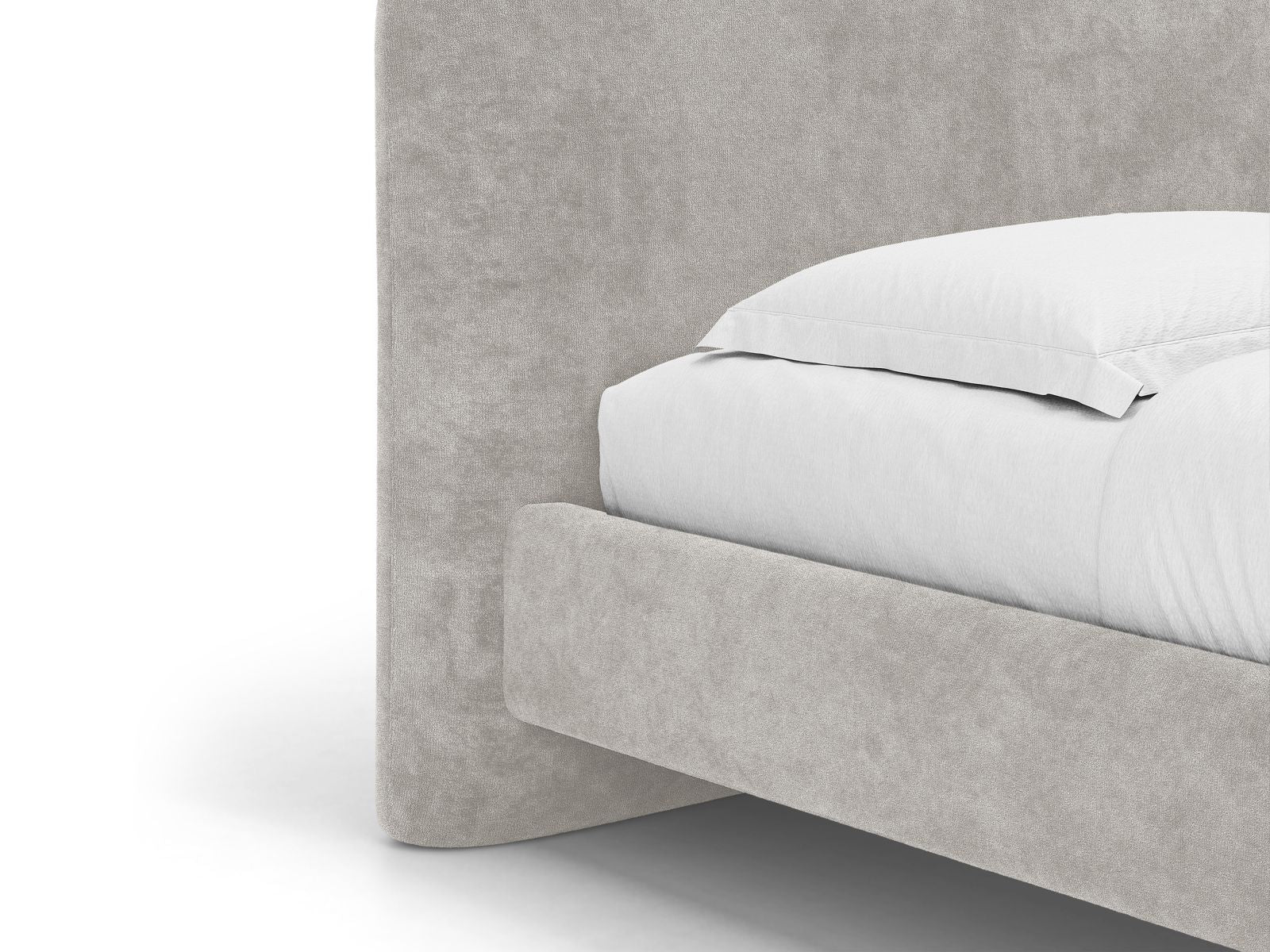 VERA bed in light gray chenille