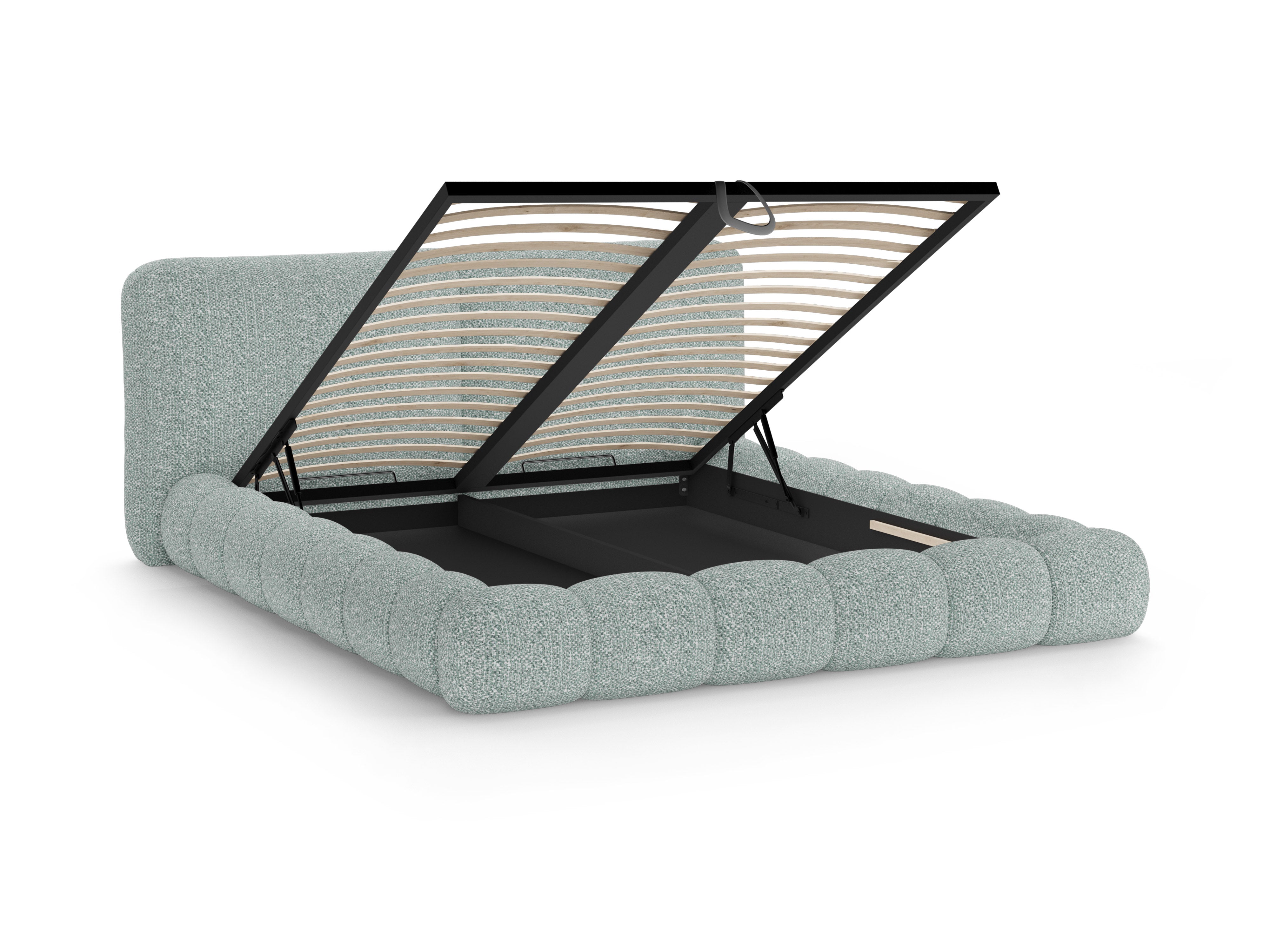 SOLANGE Bed in muted blue mélange