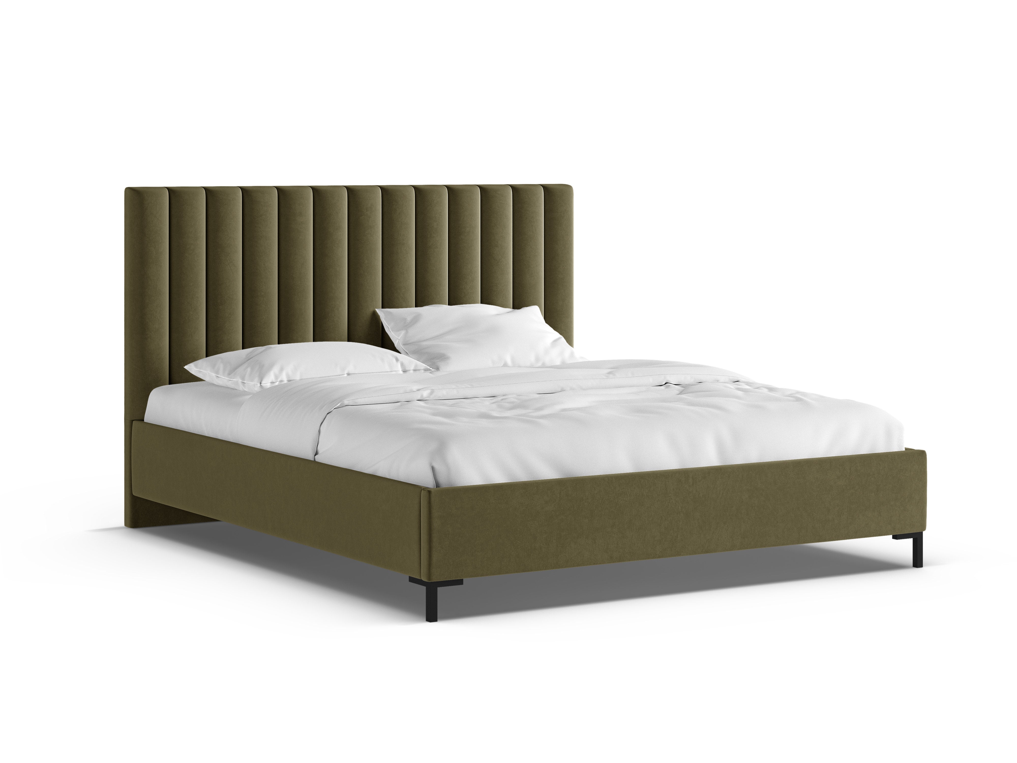 Velvet bed with storage for bedding ALLISON green
