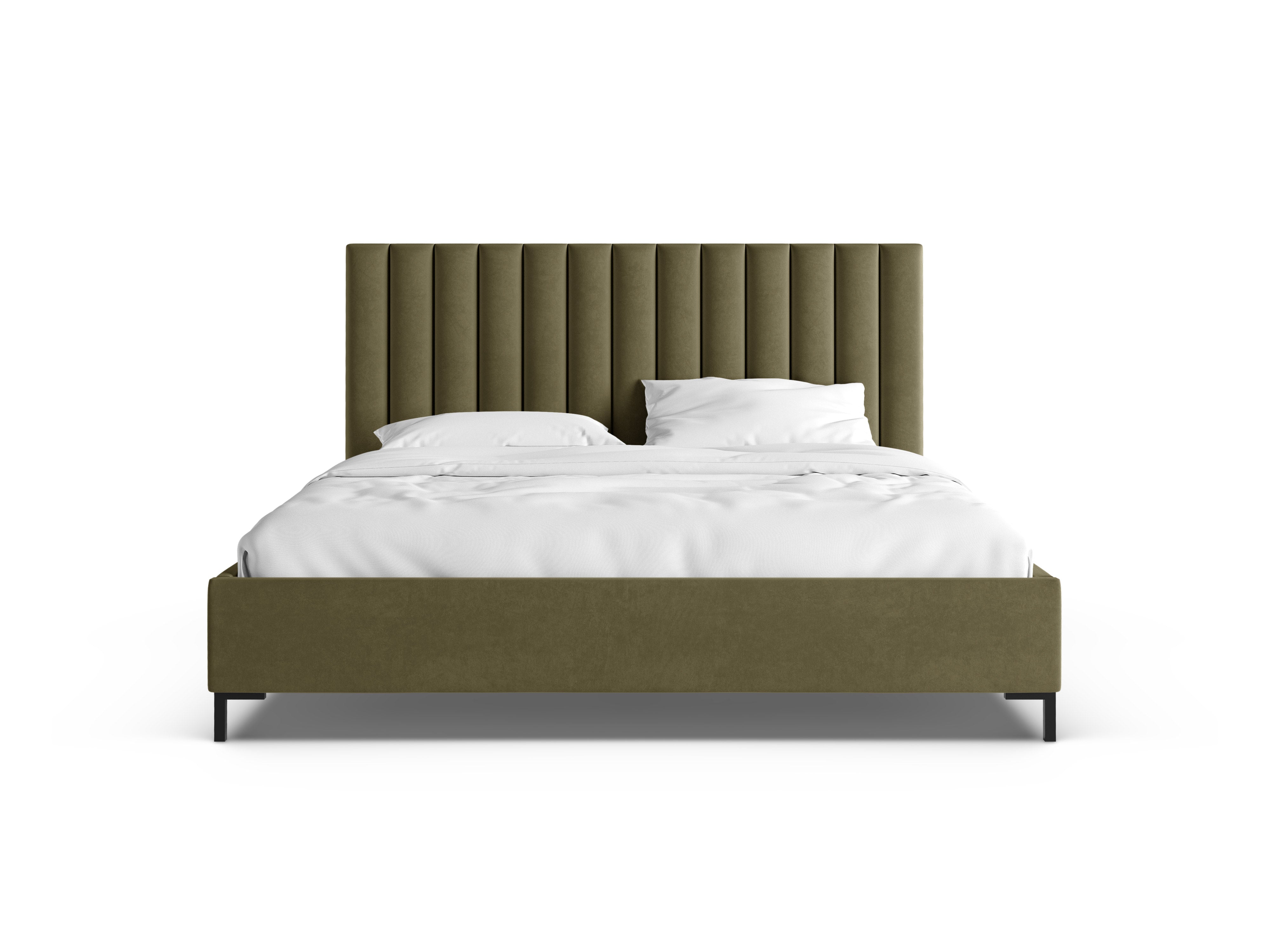 Velvet bed with storage for bedding ALLISON green