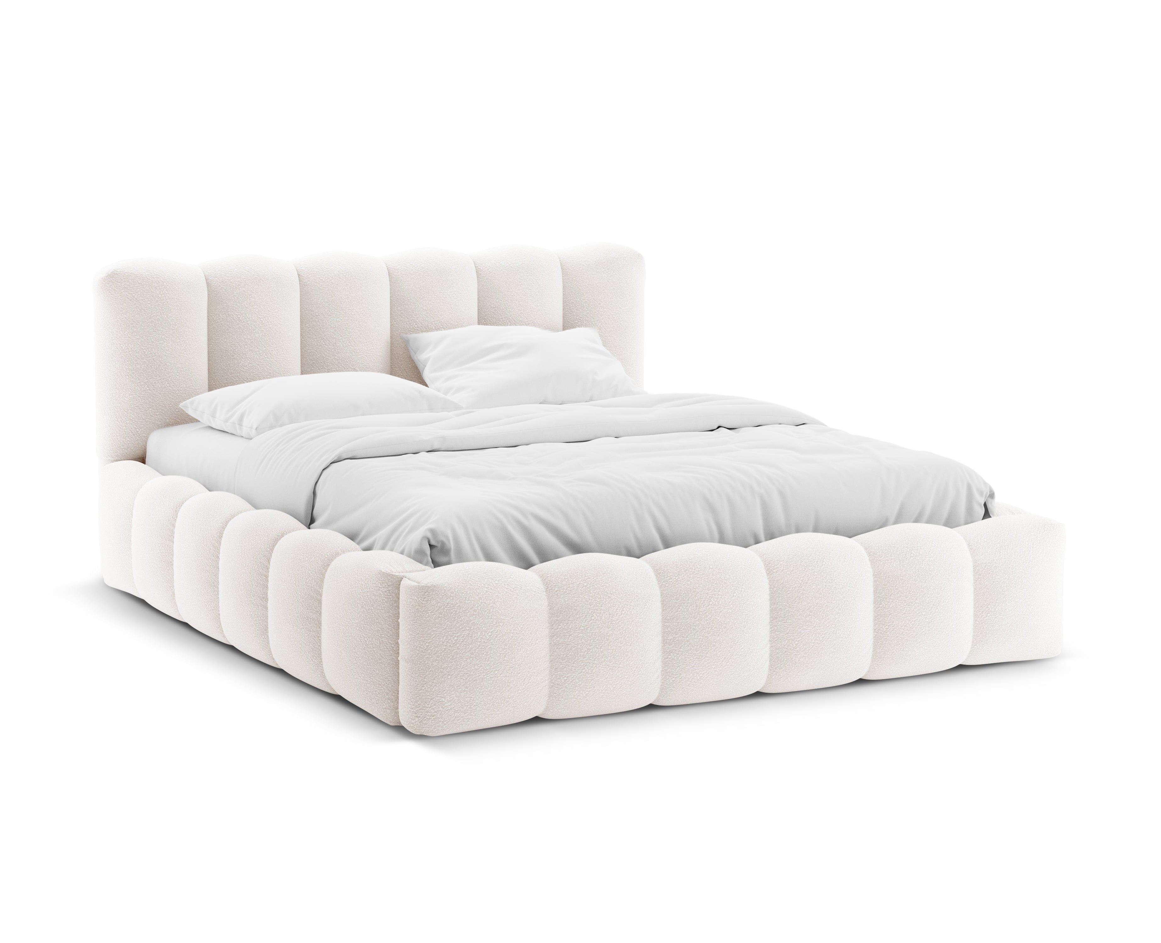 Bed with storage LUPINE white boucle