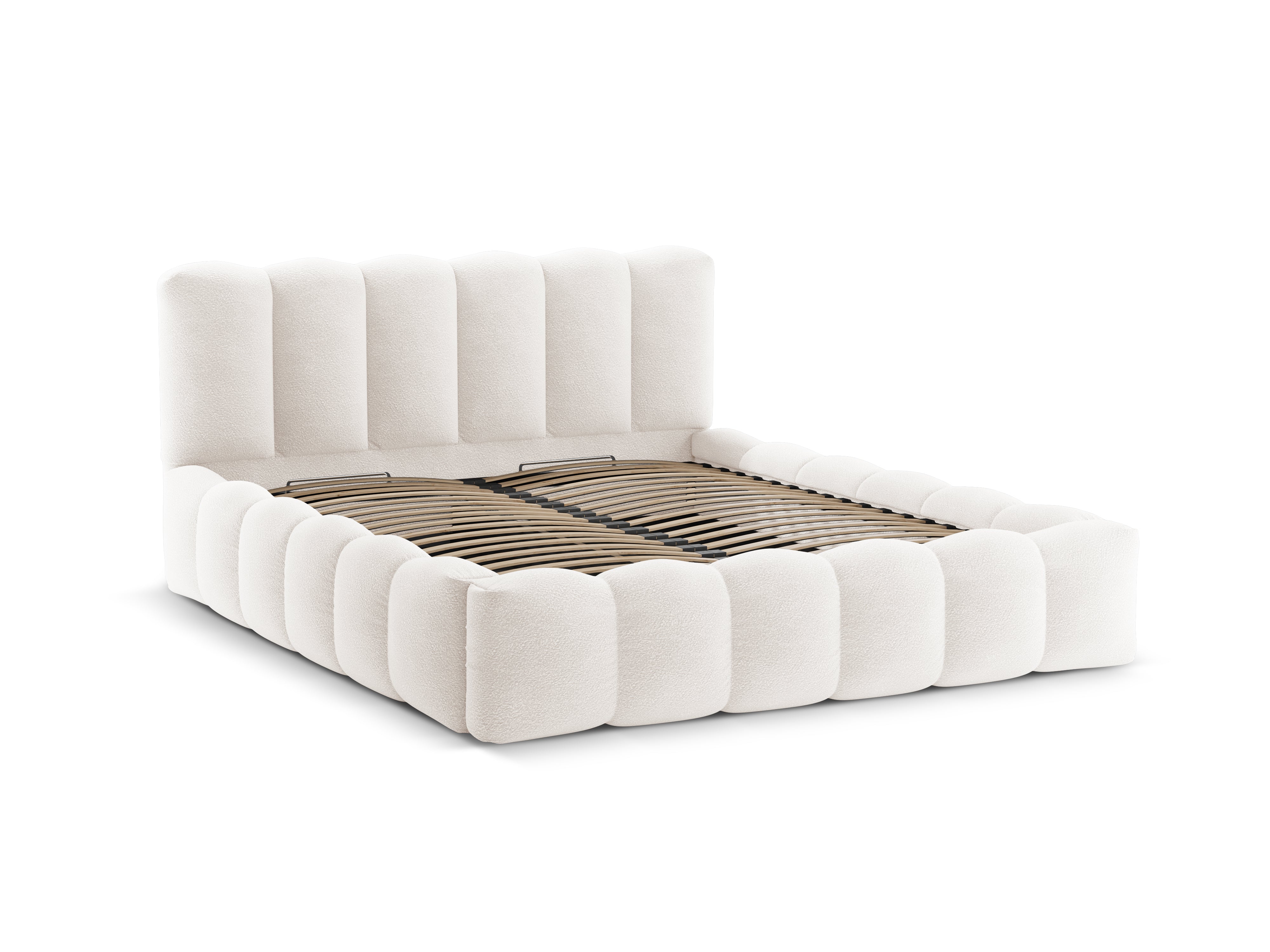 Bed with storage LUPINE white boucle