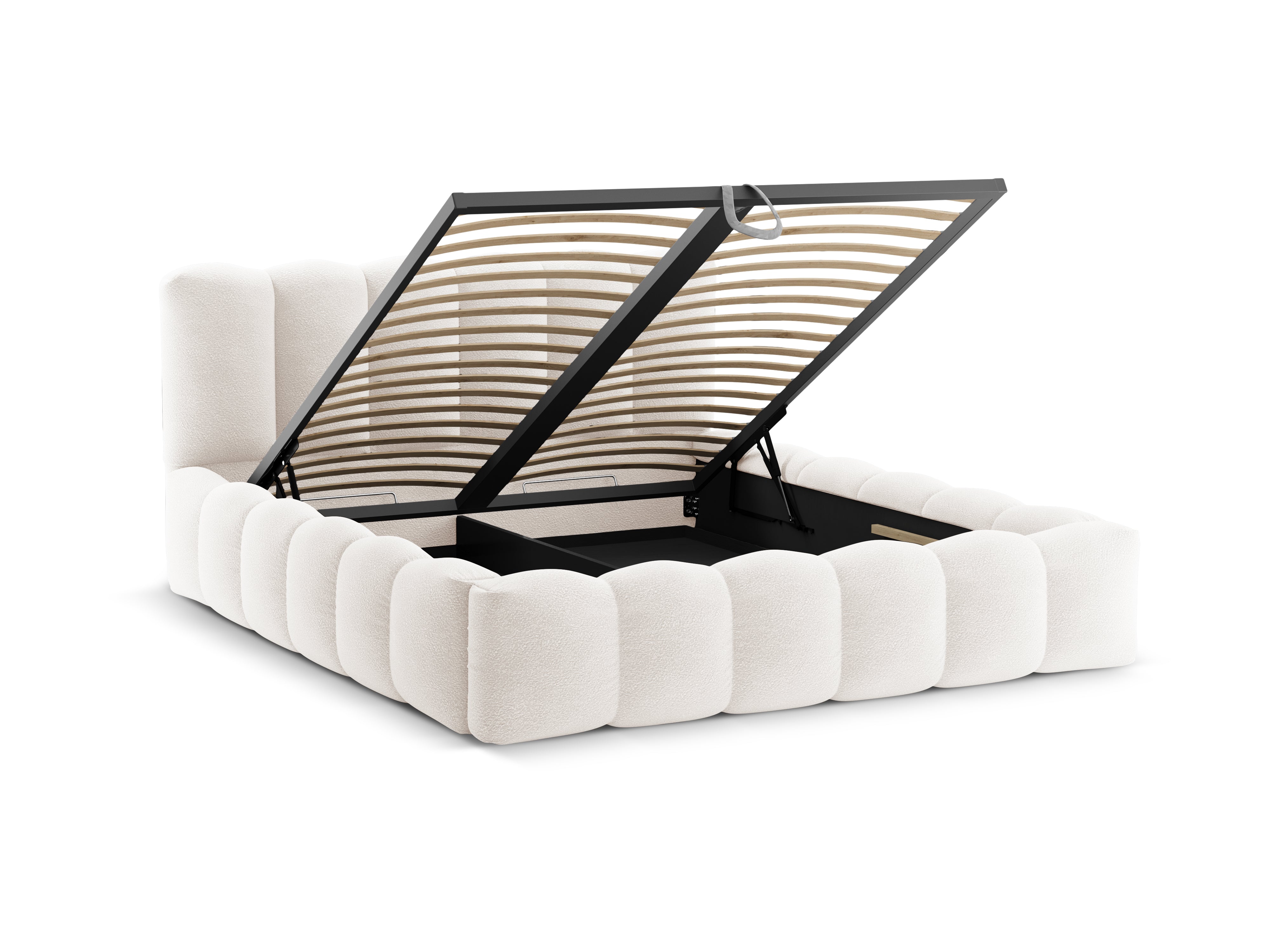 Bed with storage LUPINE white boucle