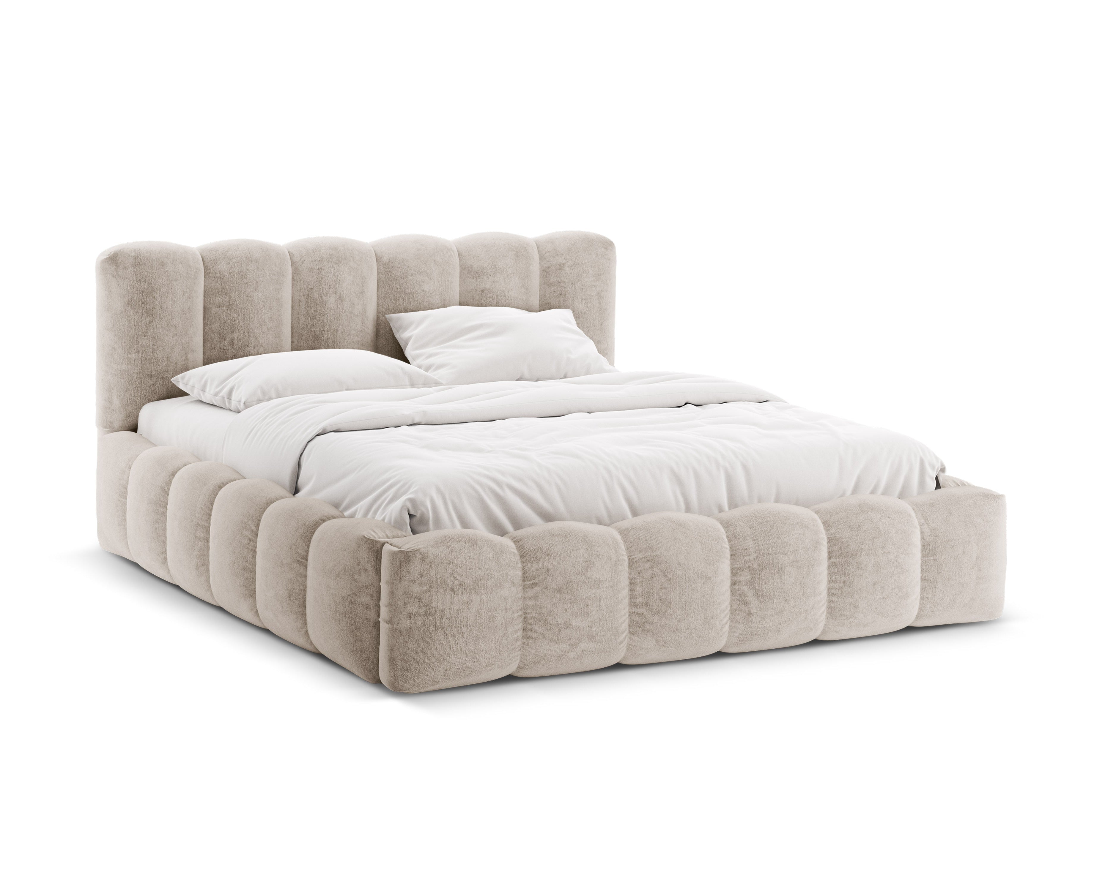 LUPINE Bed with Storage Beige Chenille