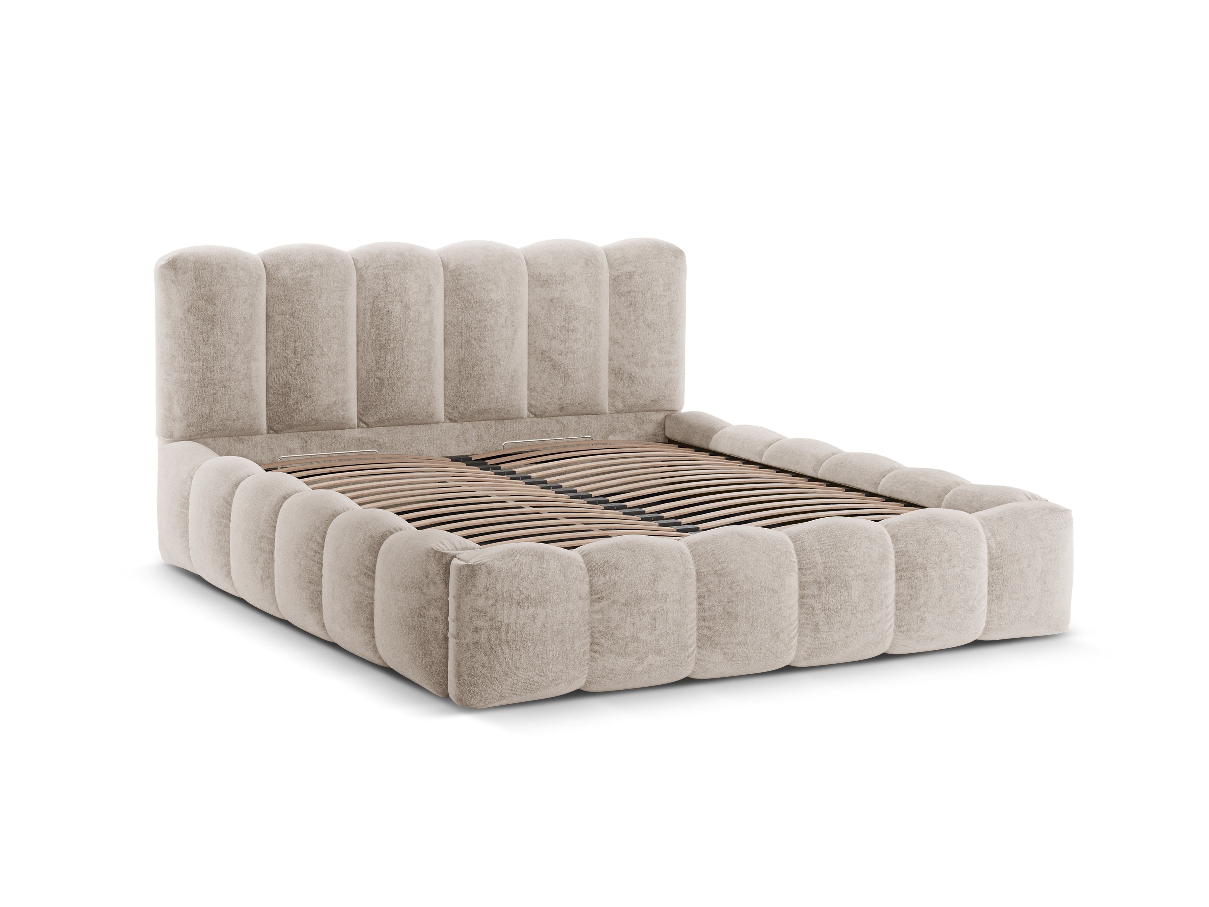 LUPINE Bed with Storage Beige Chenille