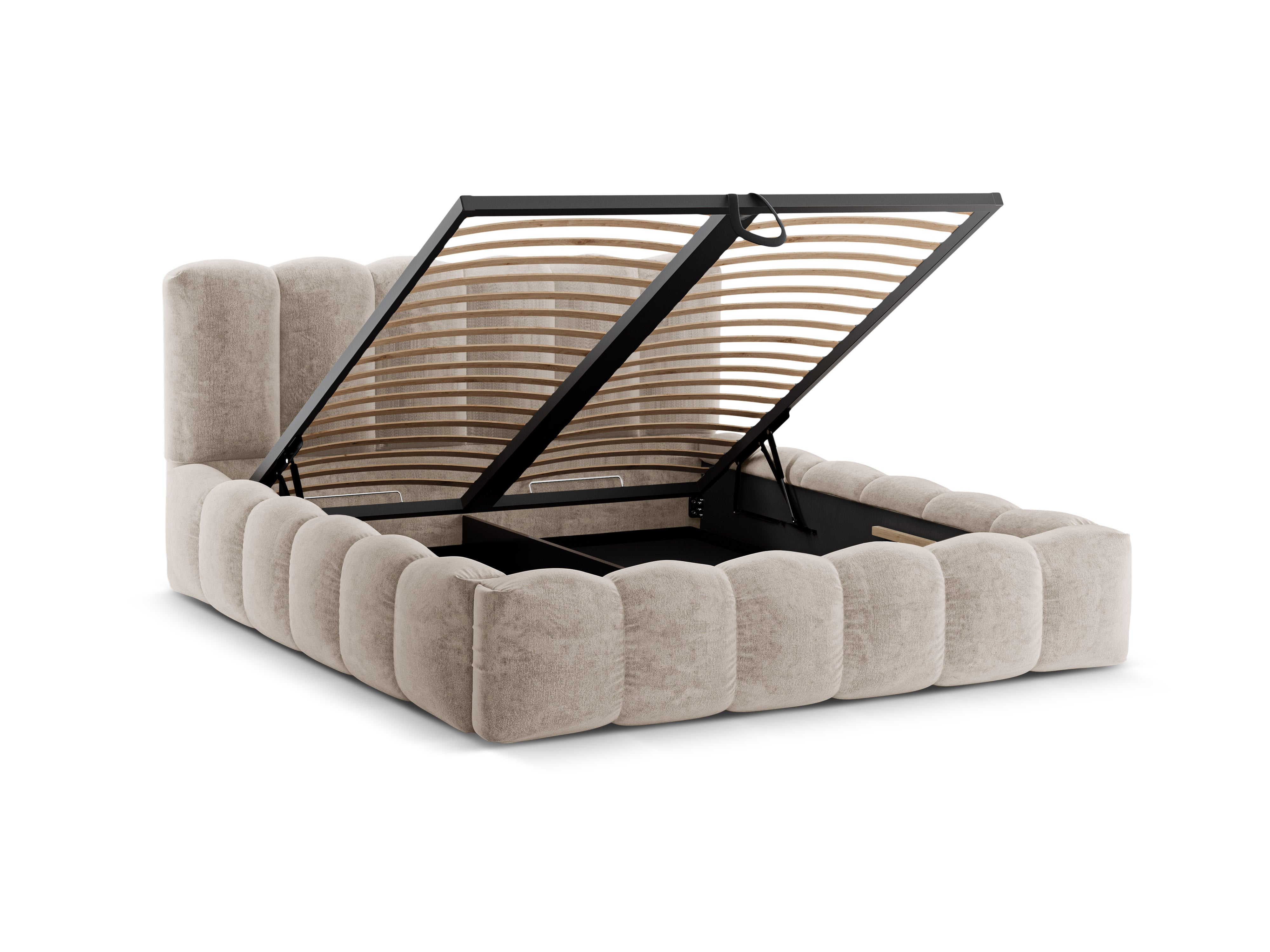 LUPINE Bed with Storage Beige Chenille