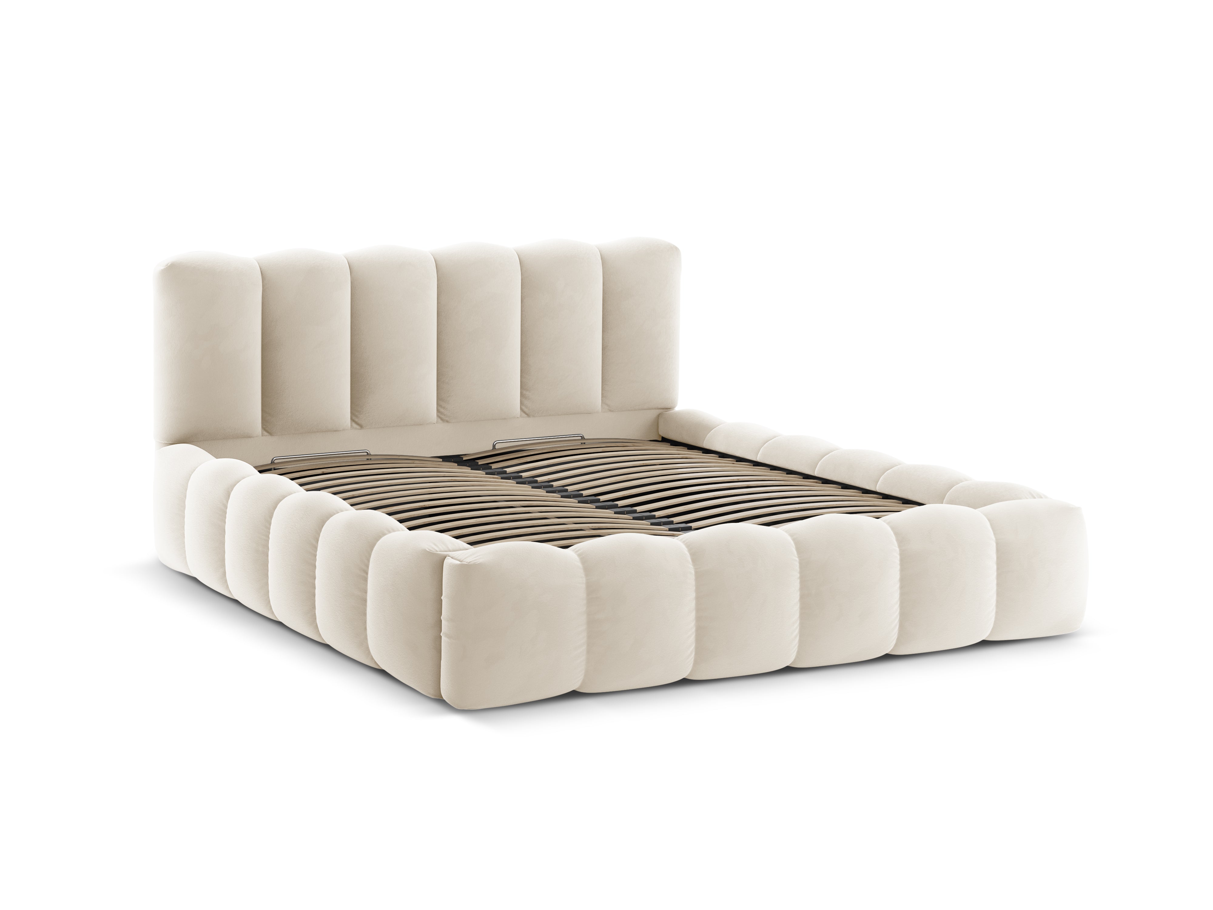 Velvet bed with storage LUPINE beige