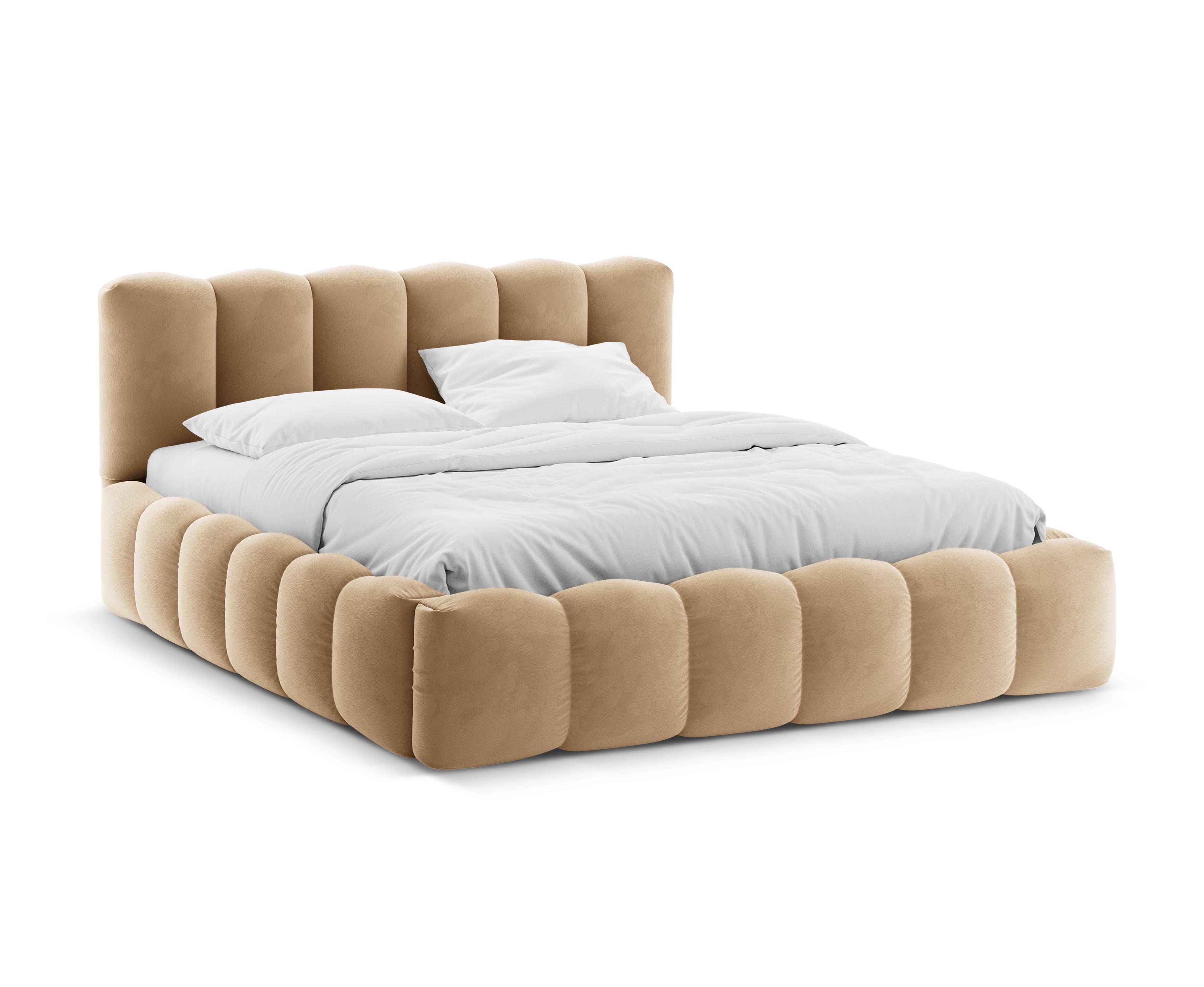 Velvet bed with storage LUPINE sand