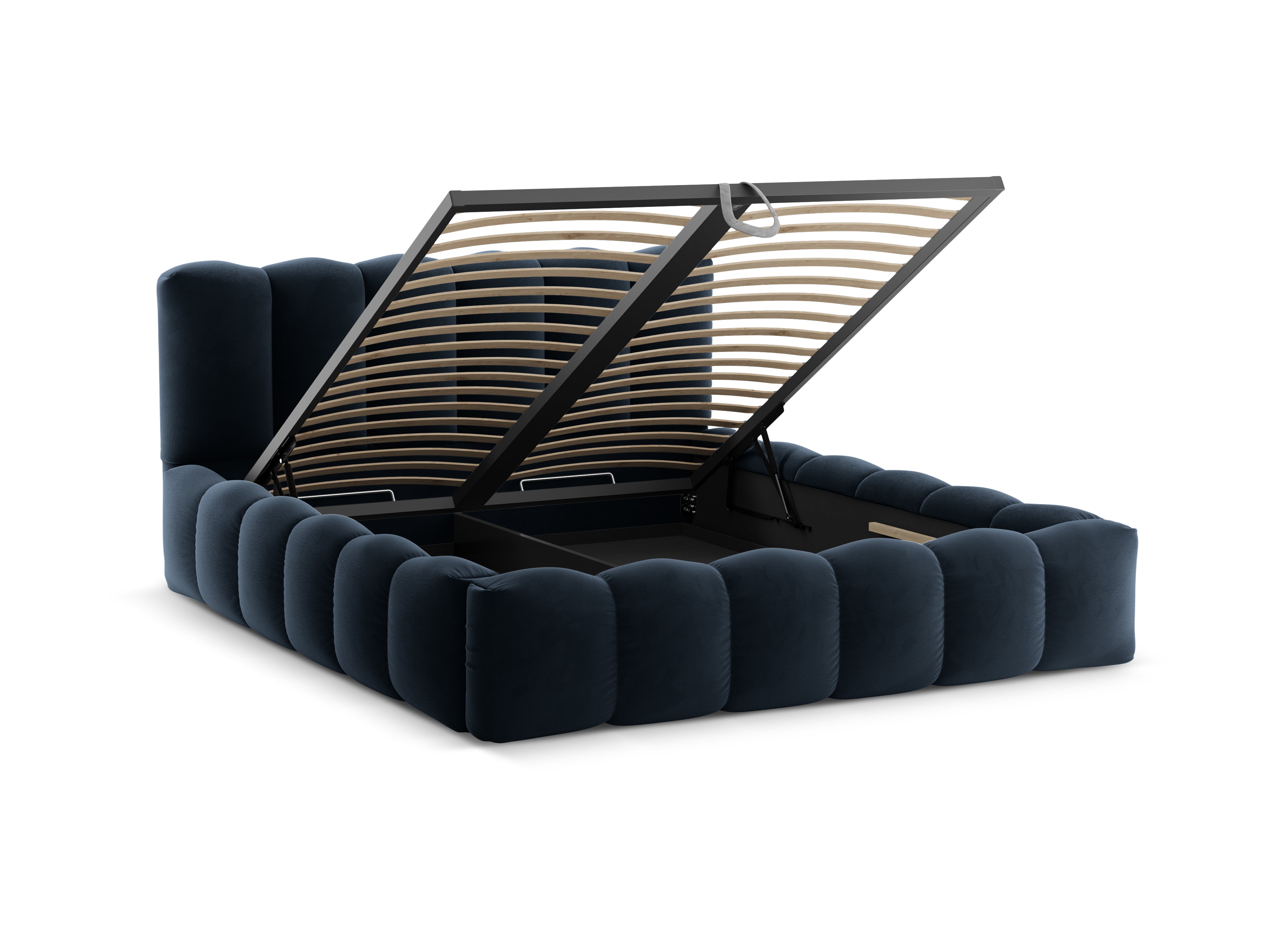 Velvet bed with storage LUPINE navy blue