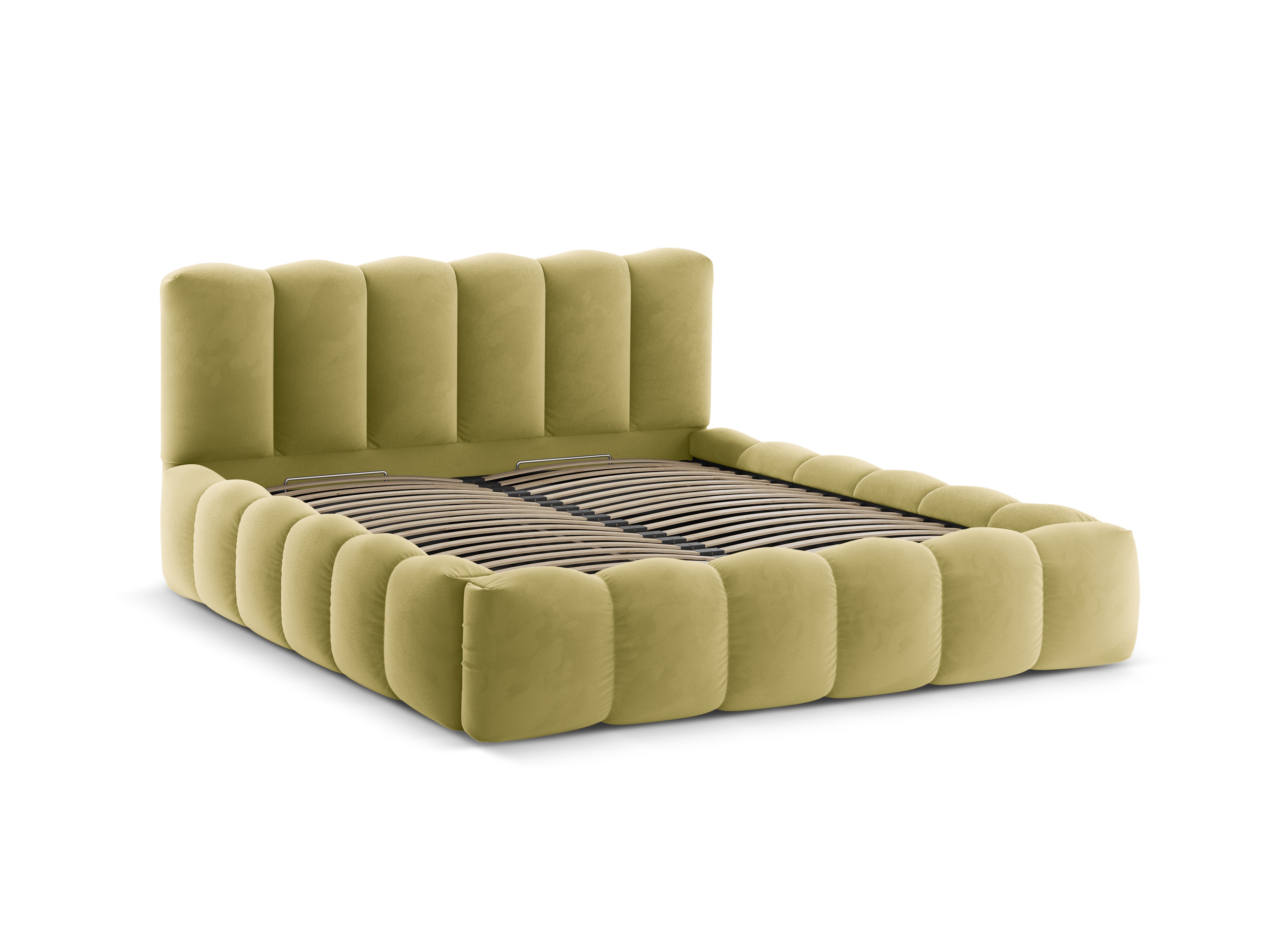 Velvet bed with storage LUPINE lime