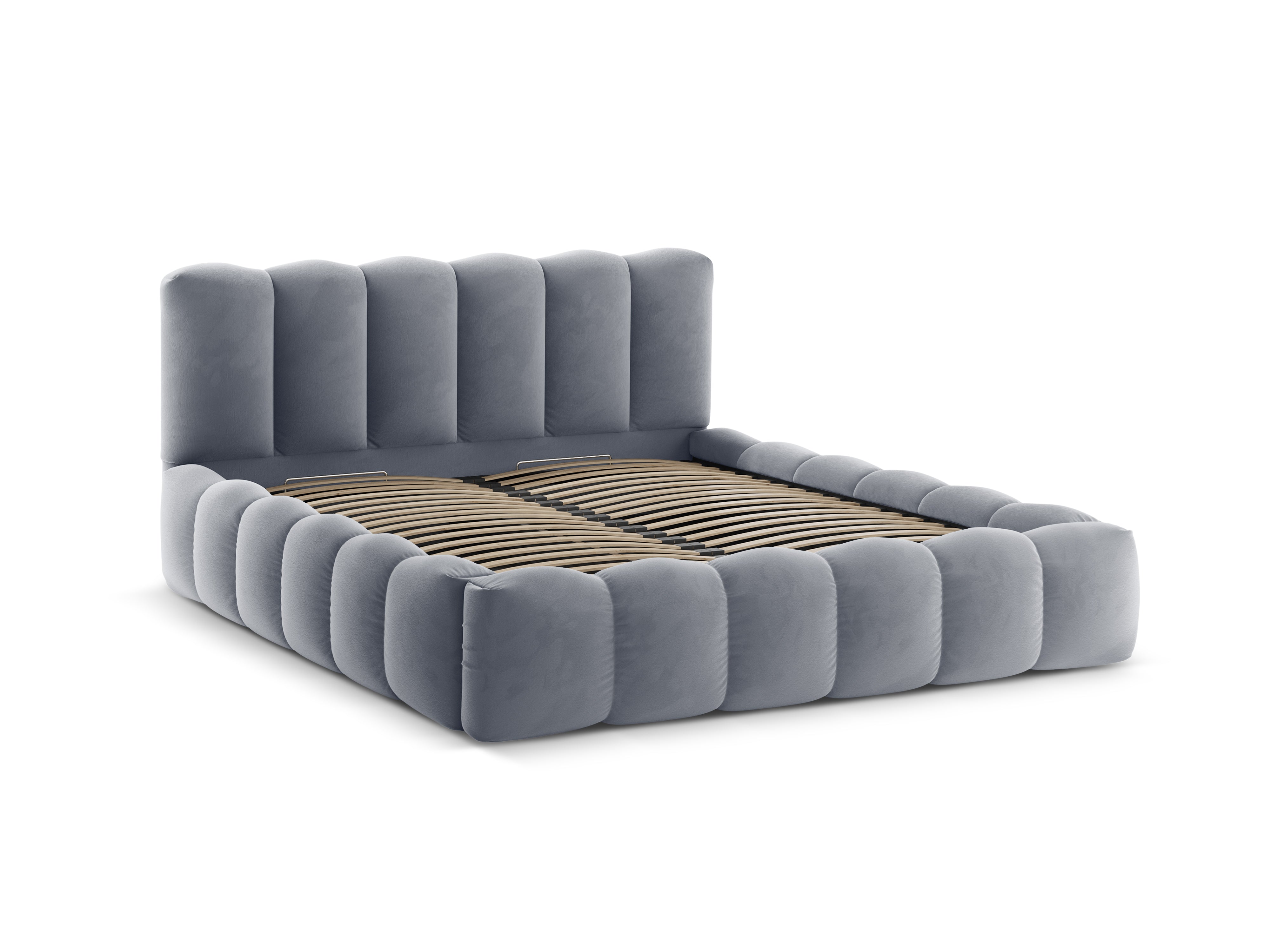 Velvet bed with storage LUPINE gray