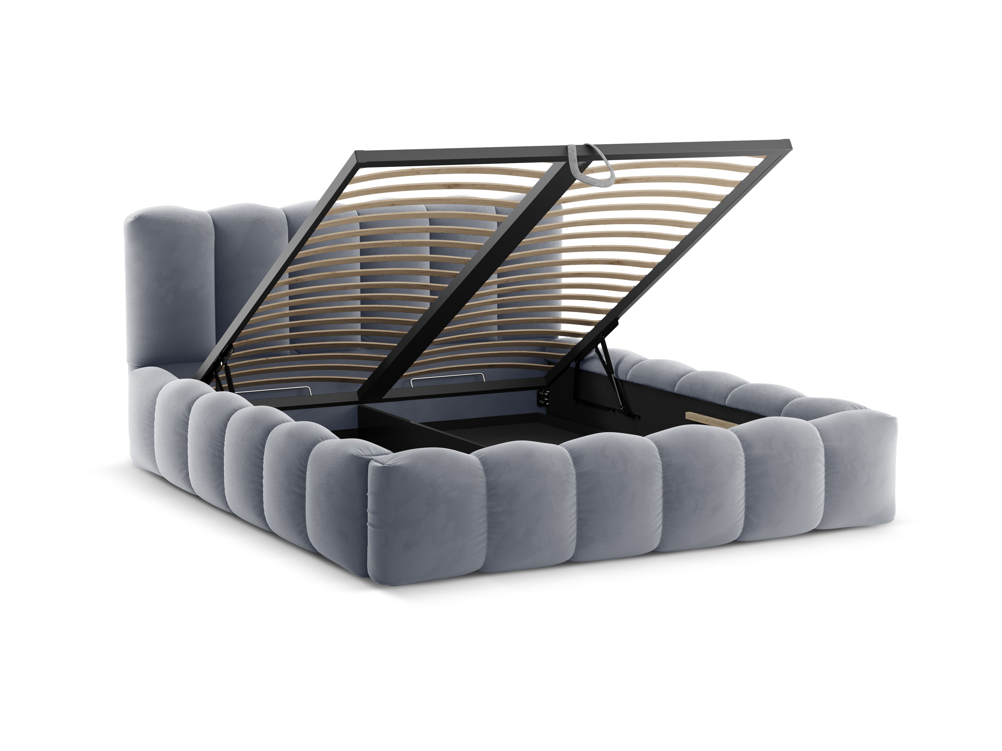 Velvet bed with storage LUPINE gray