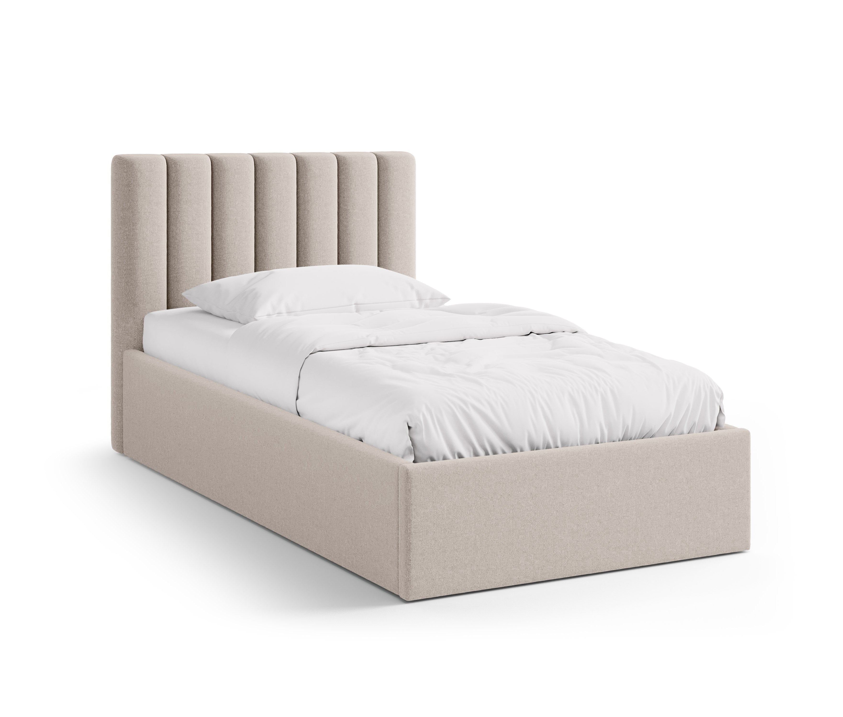 Single bed with storage for bedding ALLISON cappuccino