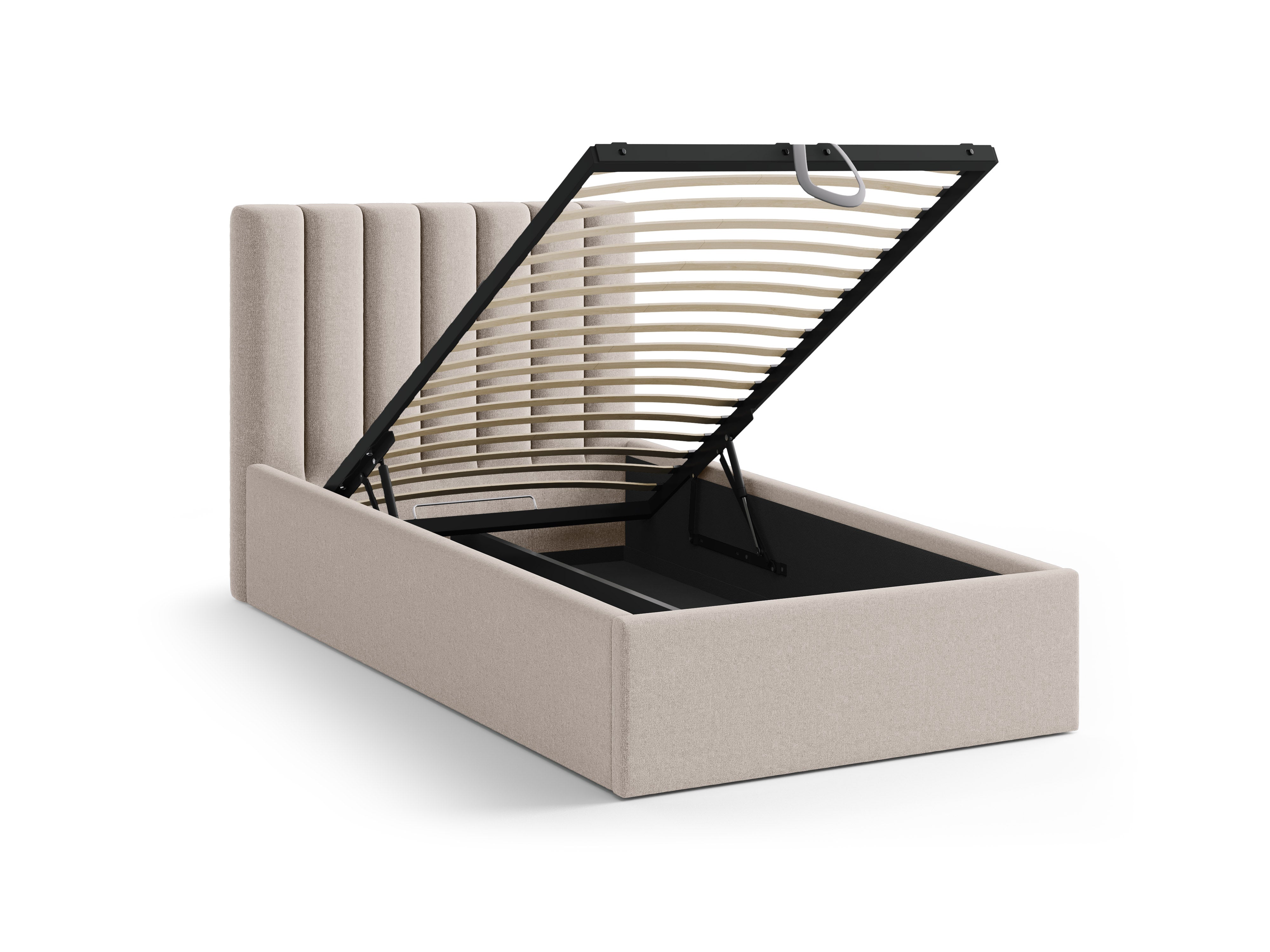 Single bed with storage for bedding ALLISON cappuccino