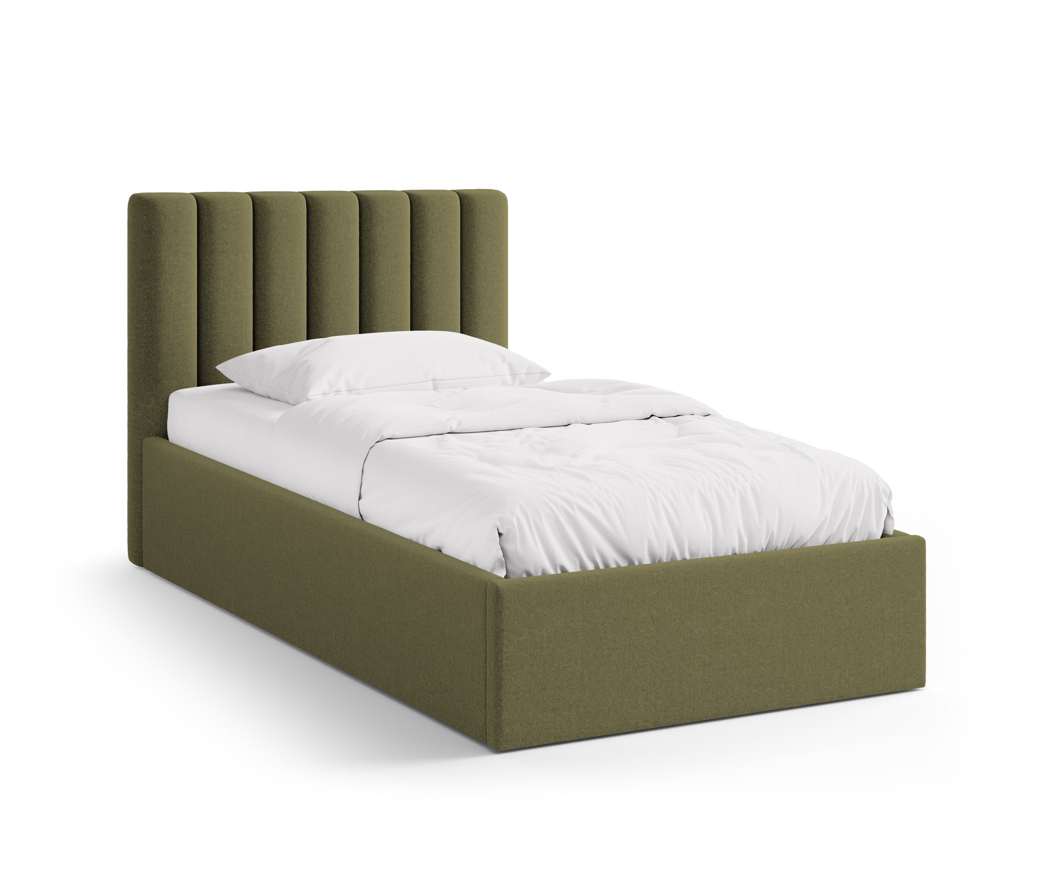 Single bed with storage for bedding ALLISON green