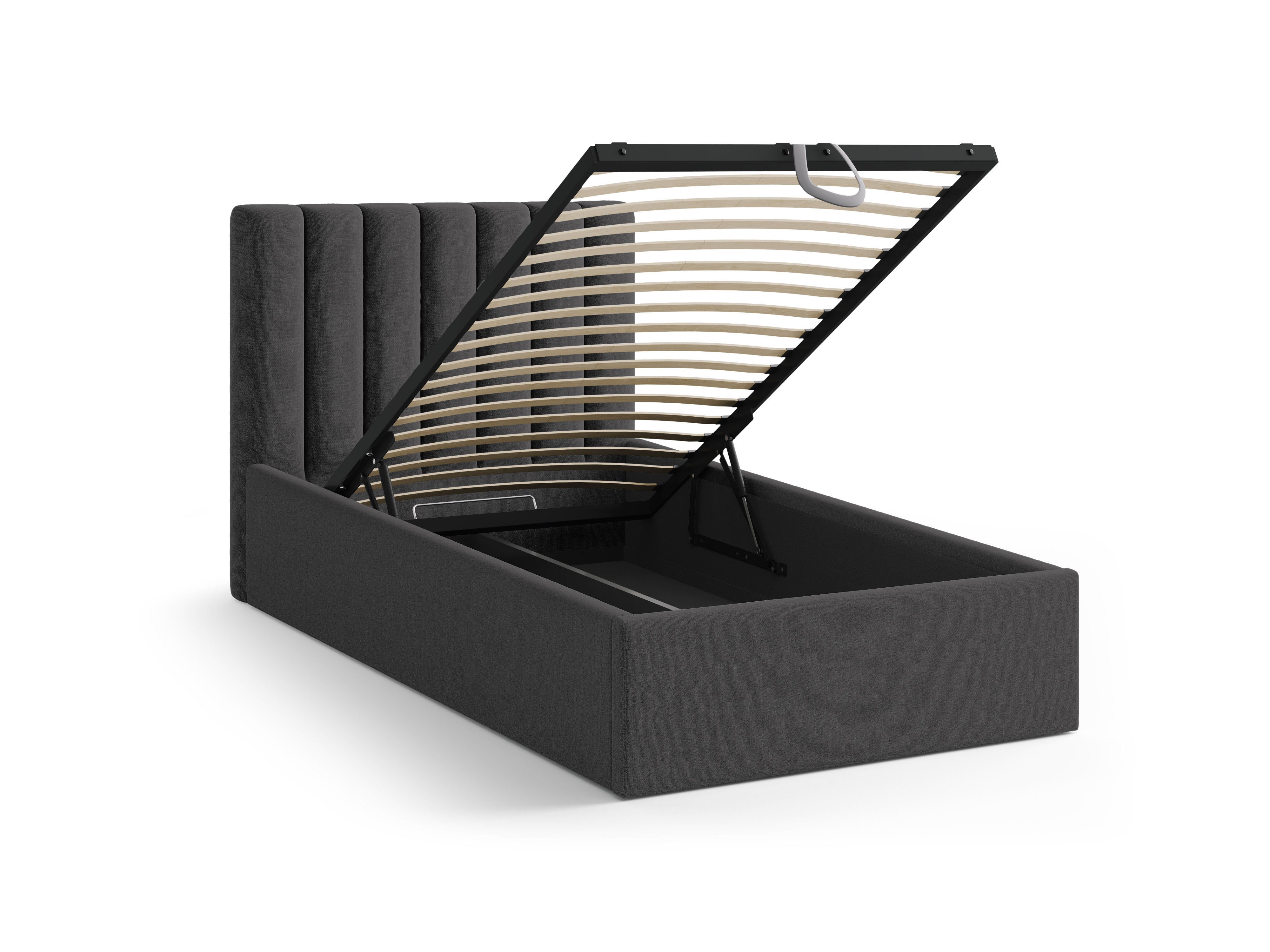 Single bed with storage for bedding ALLISON in anthracite
