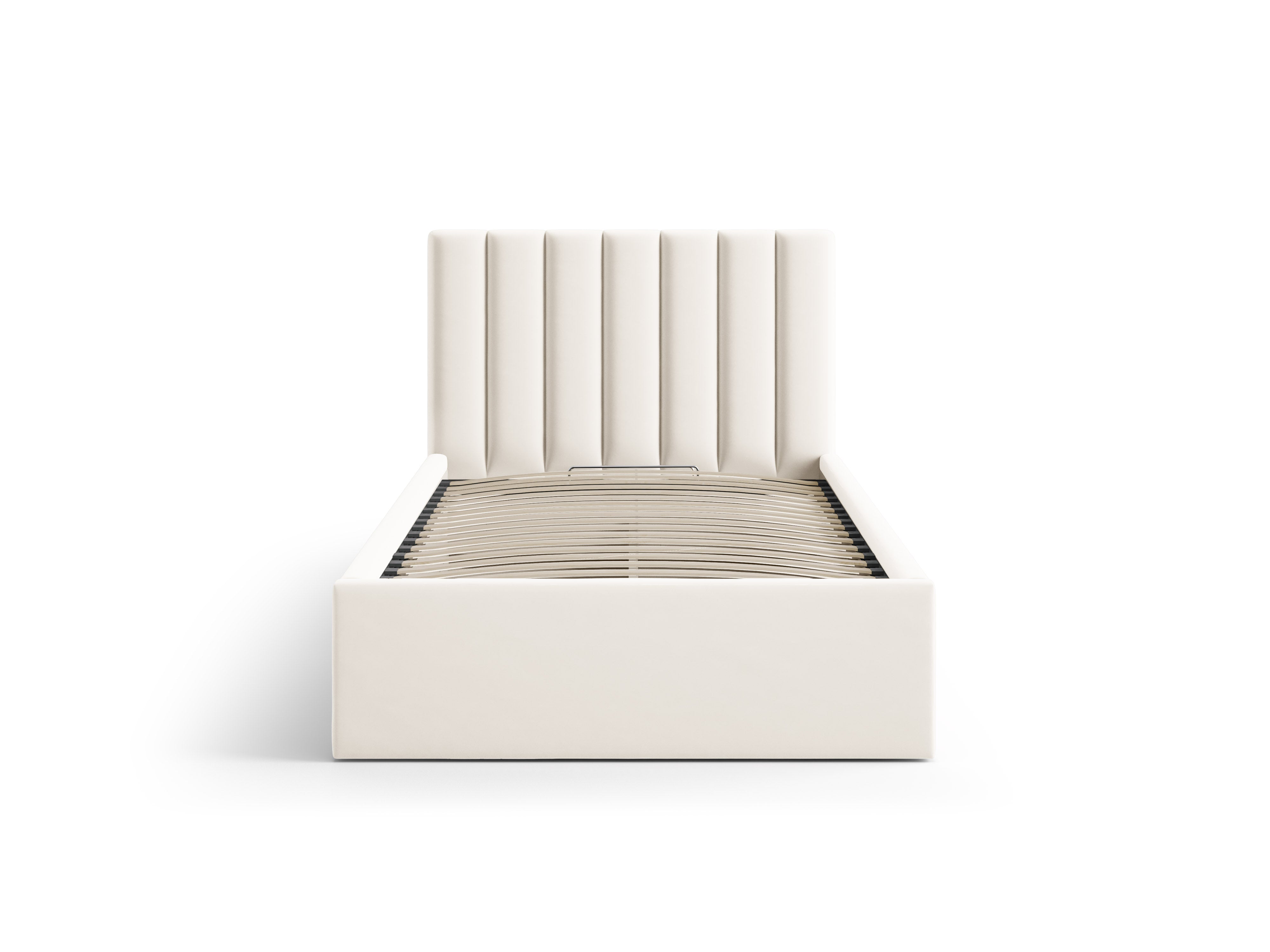 Allison light beige velvet single bed with storage for bedding