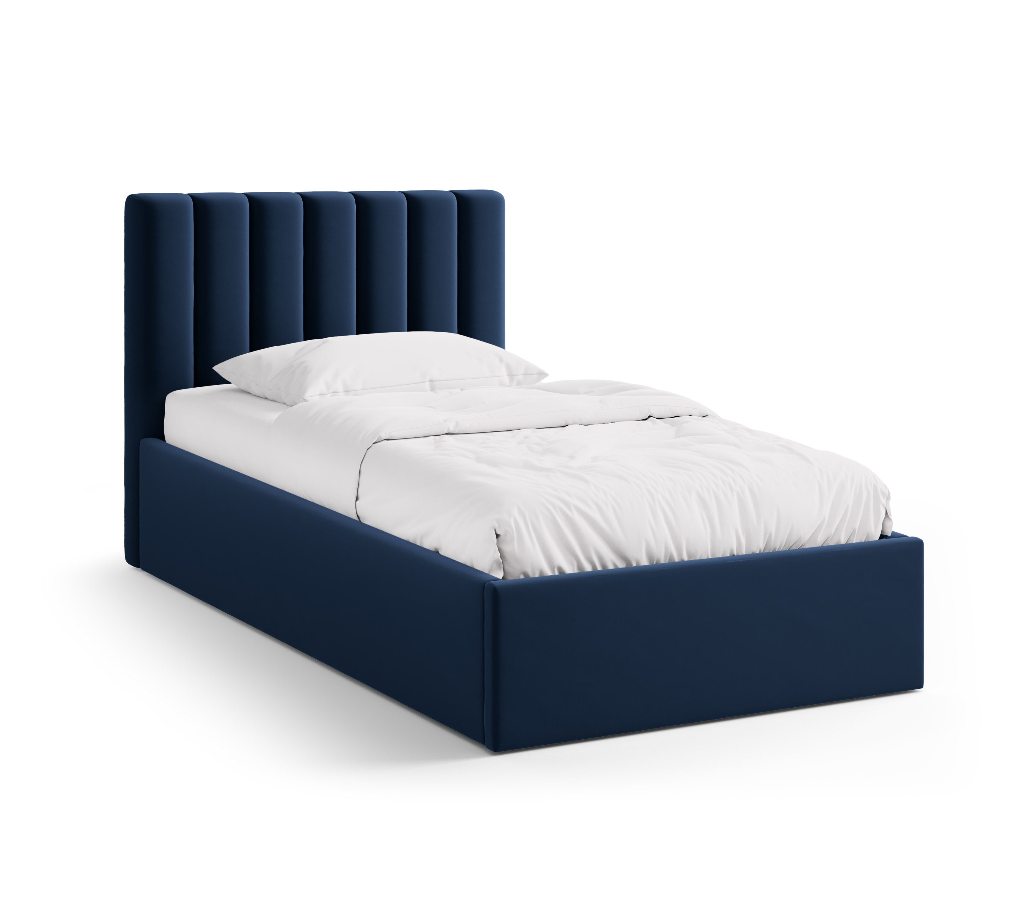 Single velvet bed with storage for bedding ALLISON royal blue