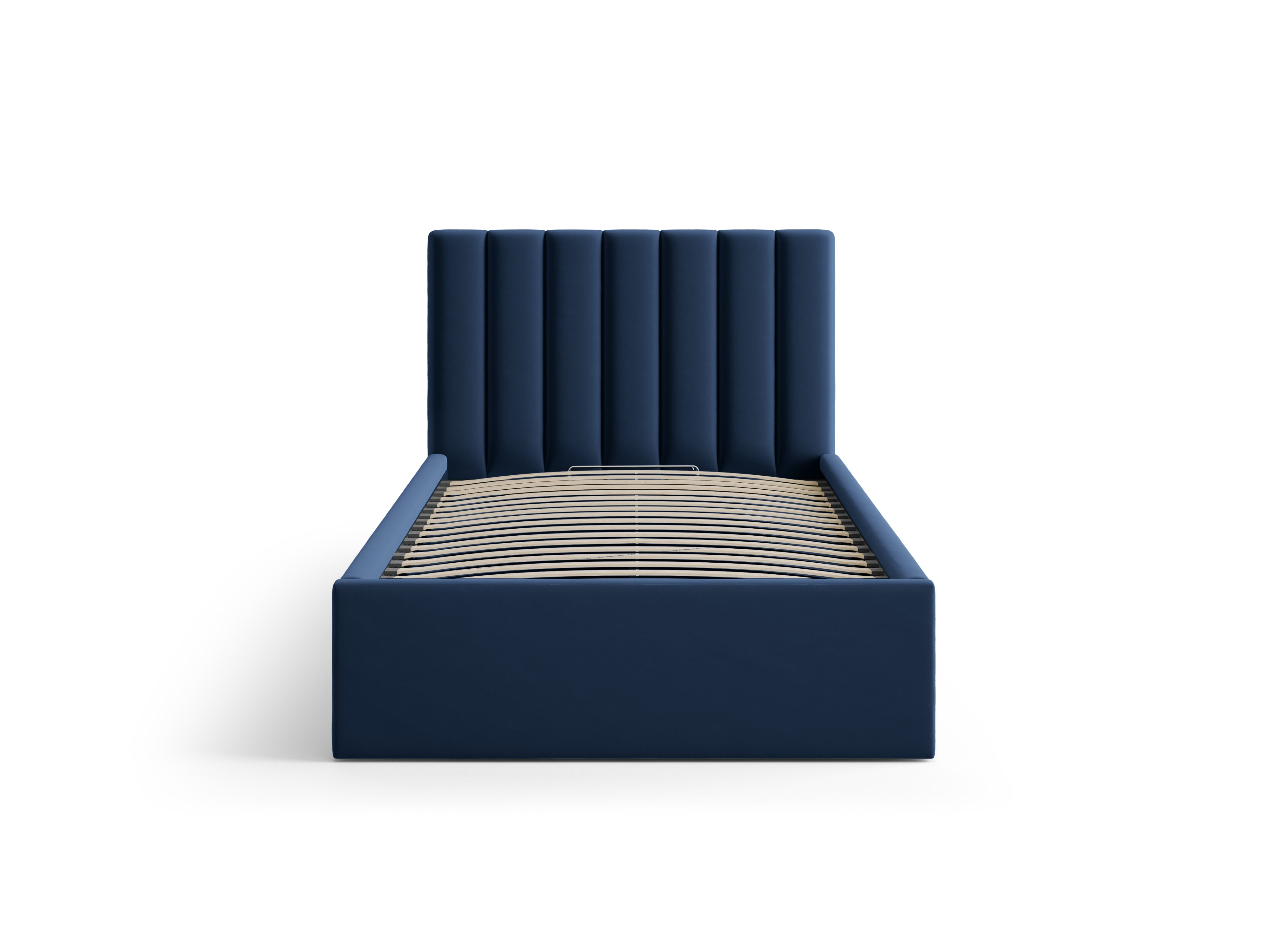 Single velvet bed with storage for bedding ALLISON royal blue